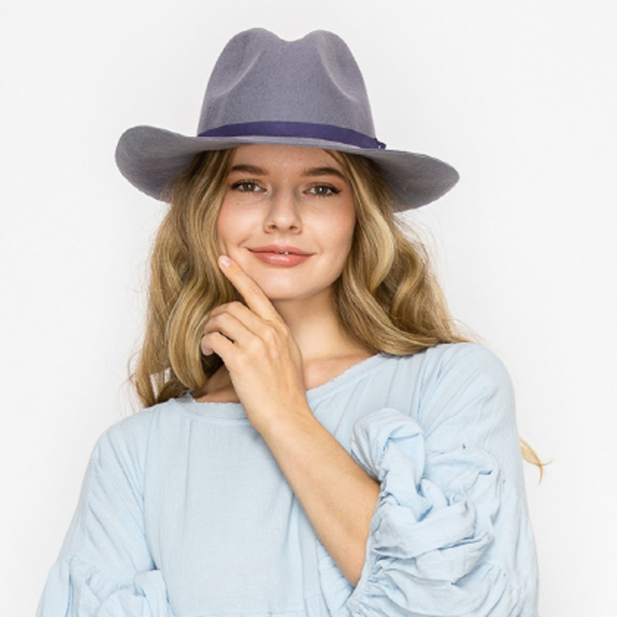 WOOL PENCIL BRIM HAT-GREY