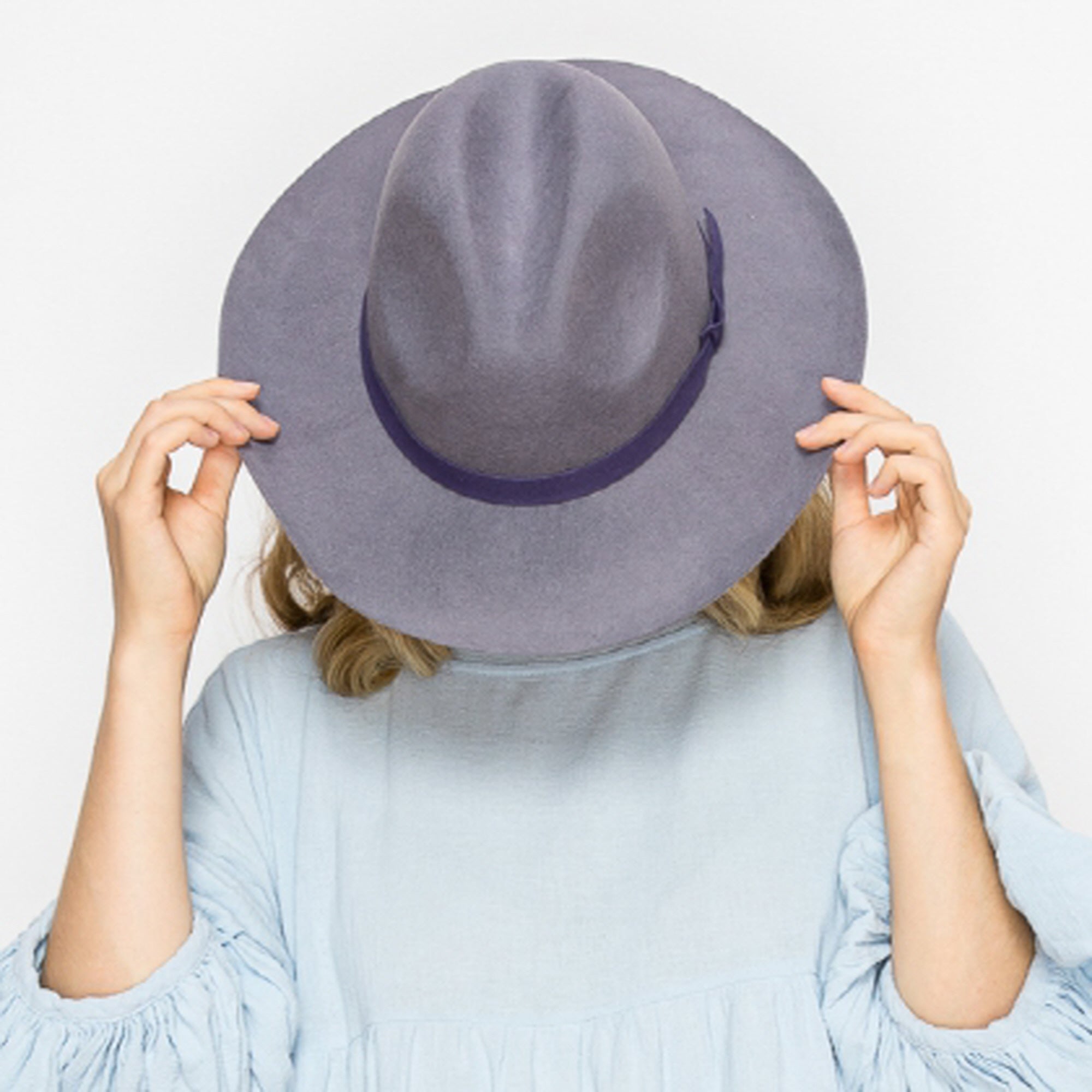 WOOL PENCIL BRIM HAT-GREY