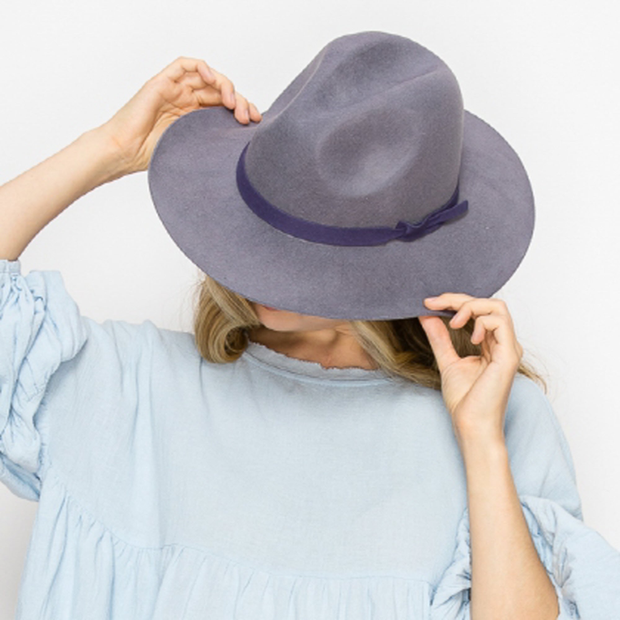 WOOL PENCIL BRIM HAT-GREY