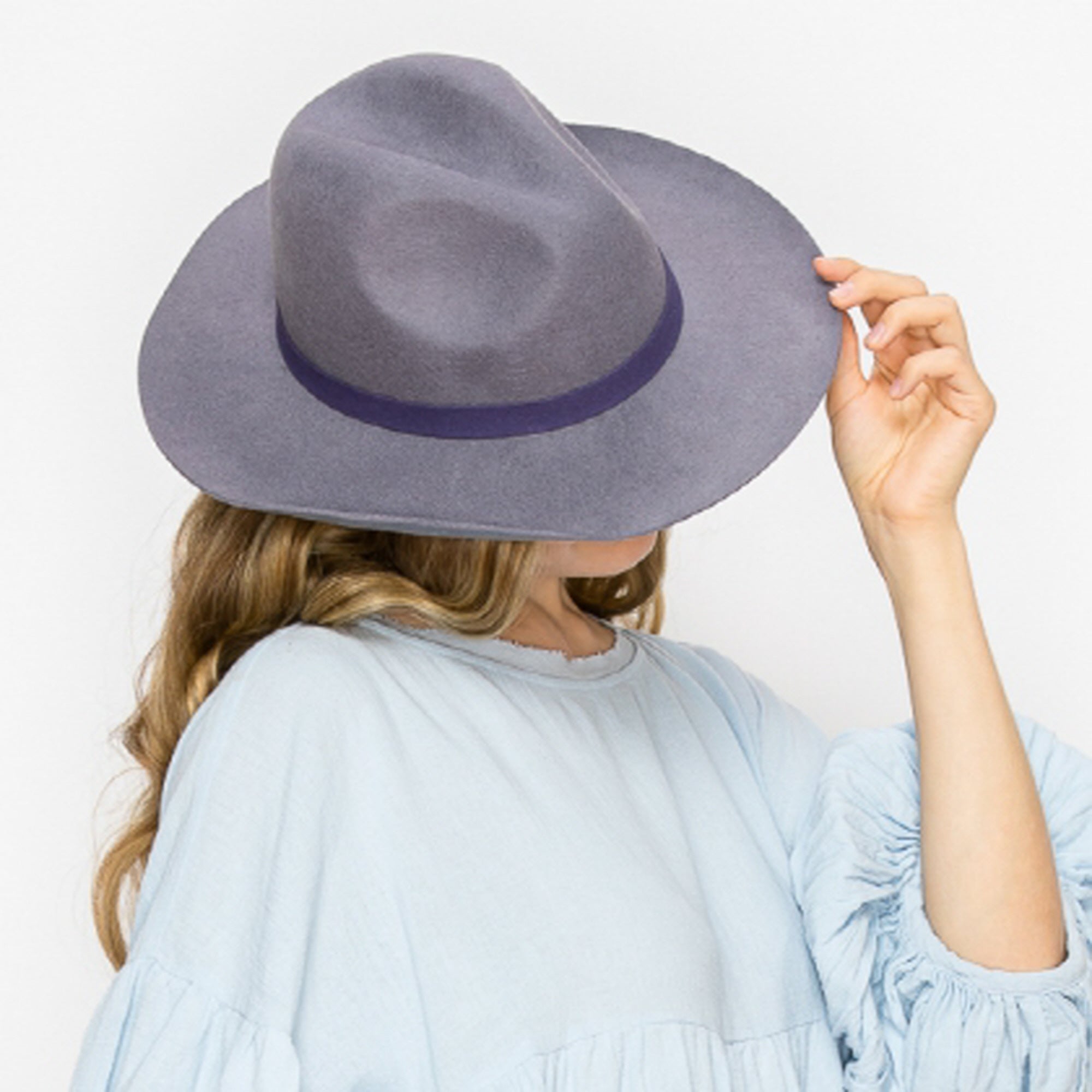 WOOL PENCIL BRIM HAT-GREY