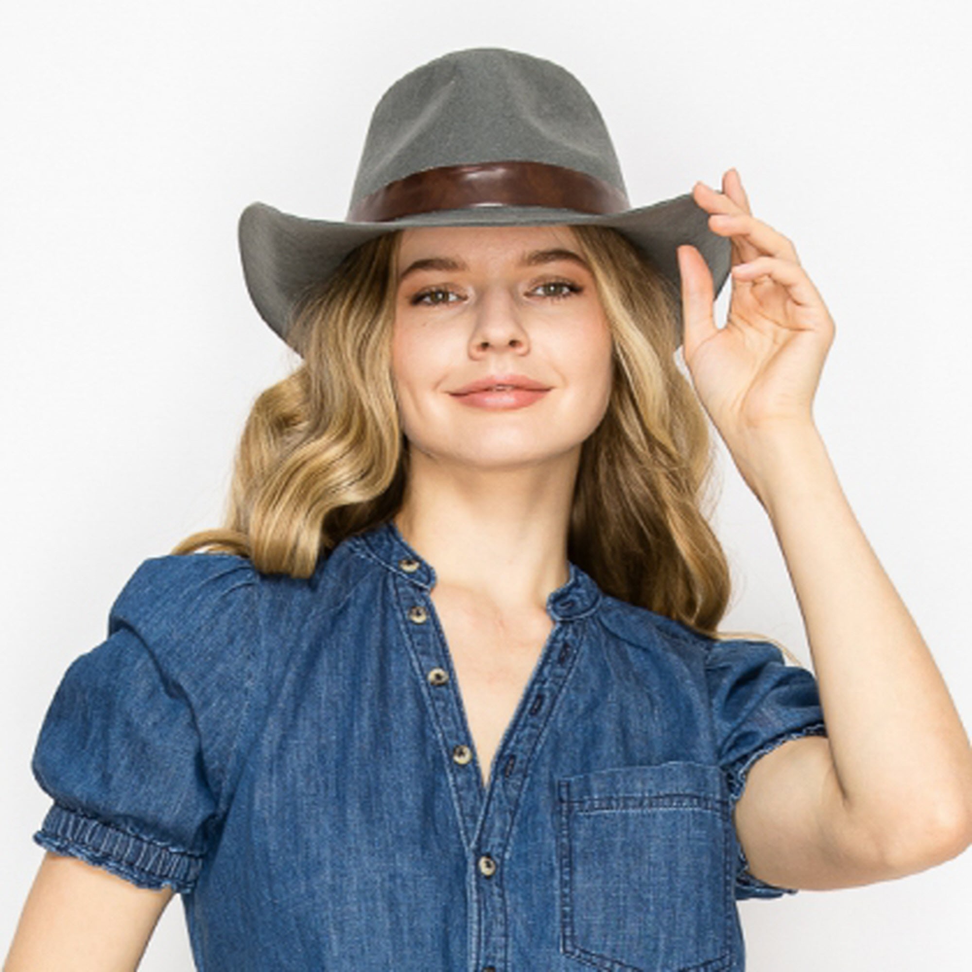 COWBOY WOOL HAT WIH LEATHER BELT