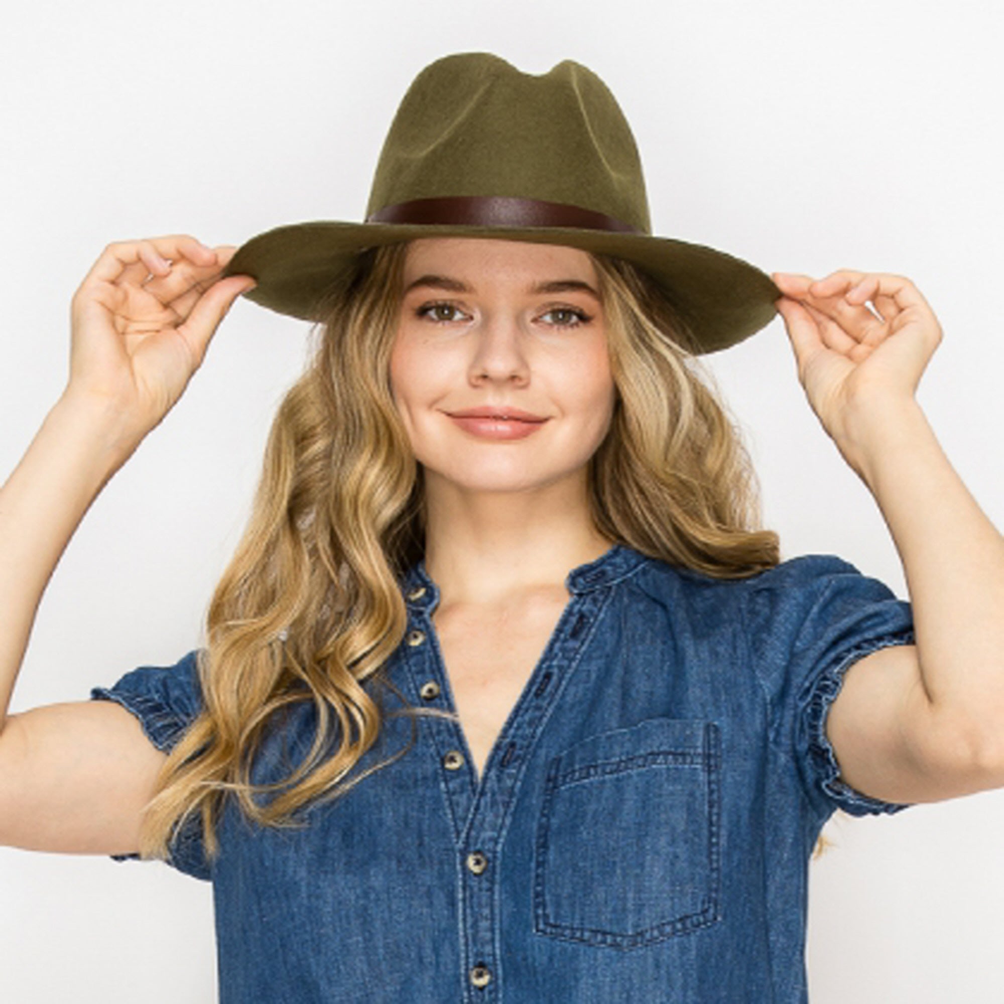 WOOL PENCIL BRIM HAT-BROWN