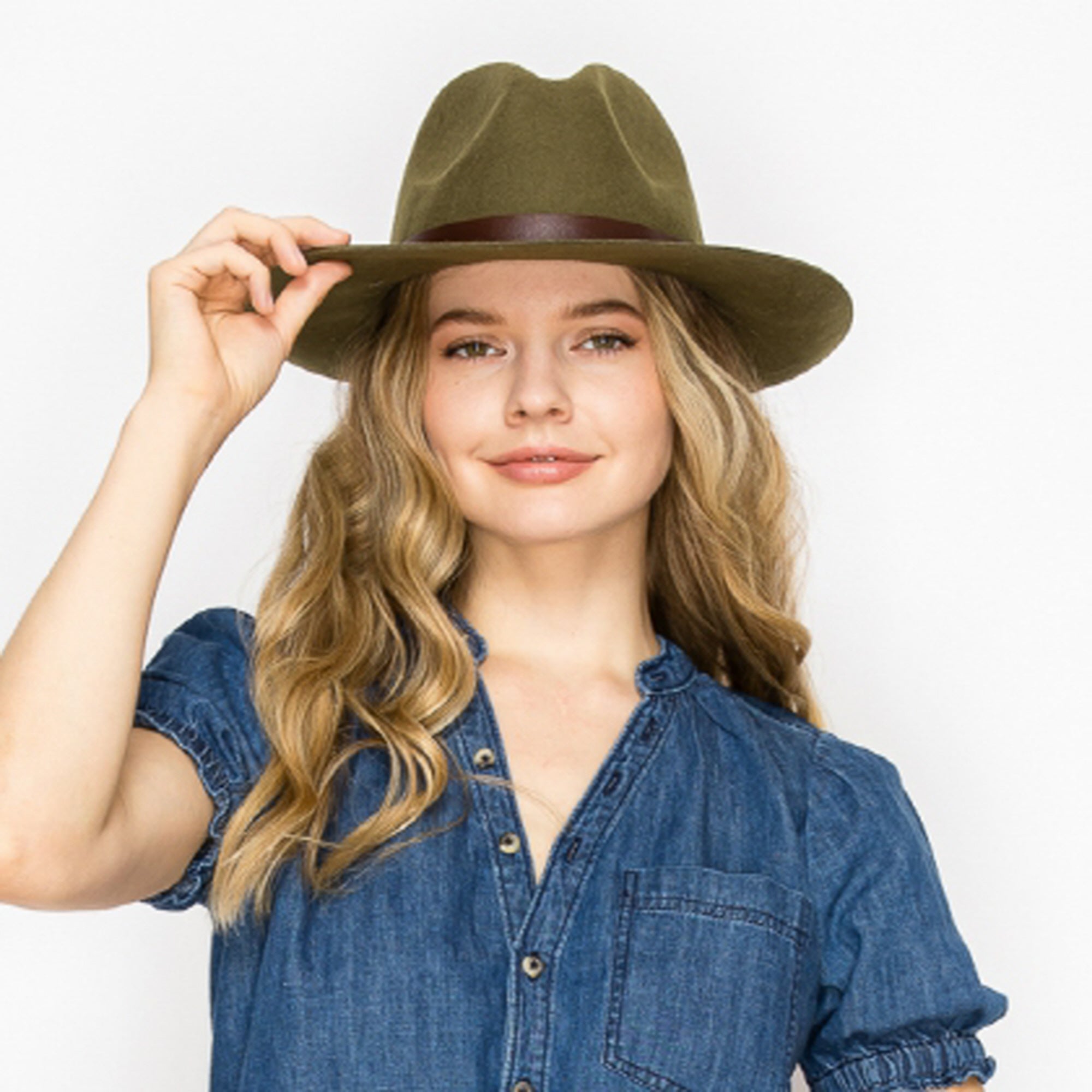 WOOL PENCIL BRIM HAT-BROWN