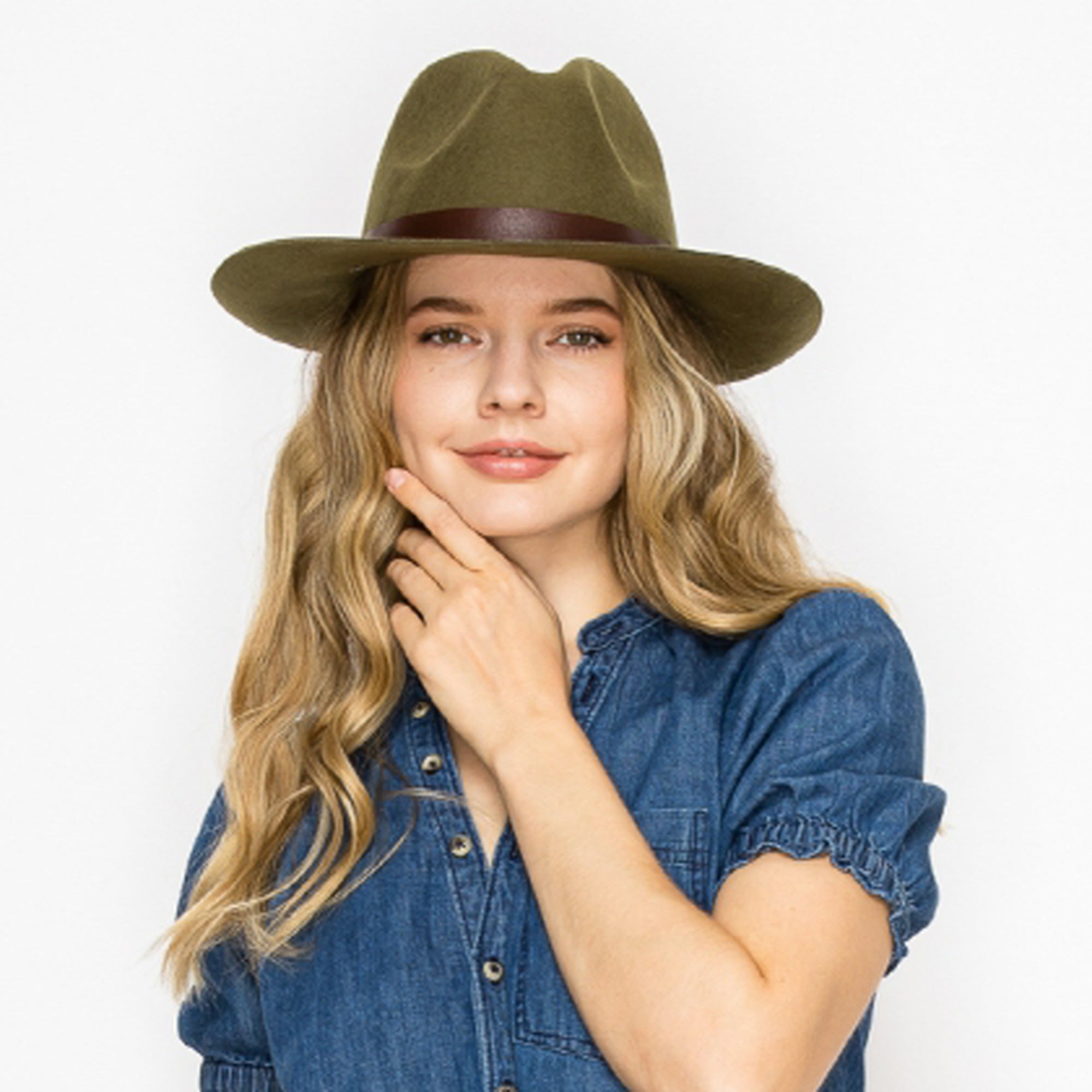 WOOL PENCIL BRIM HAT-BROWN