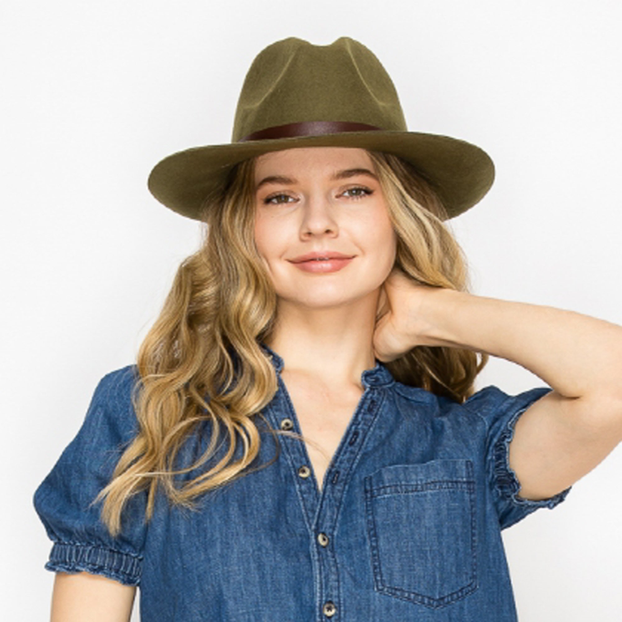 WOOL PENCIL BRIM HAT-BROWN