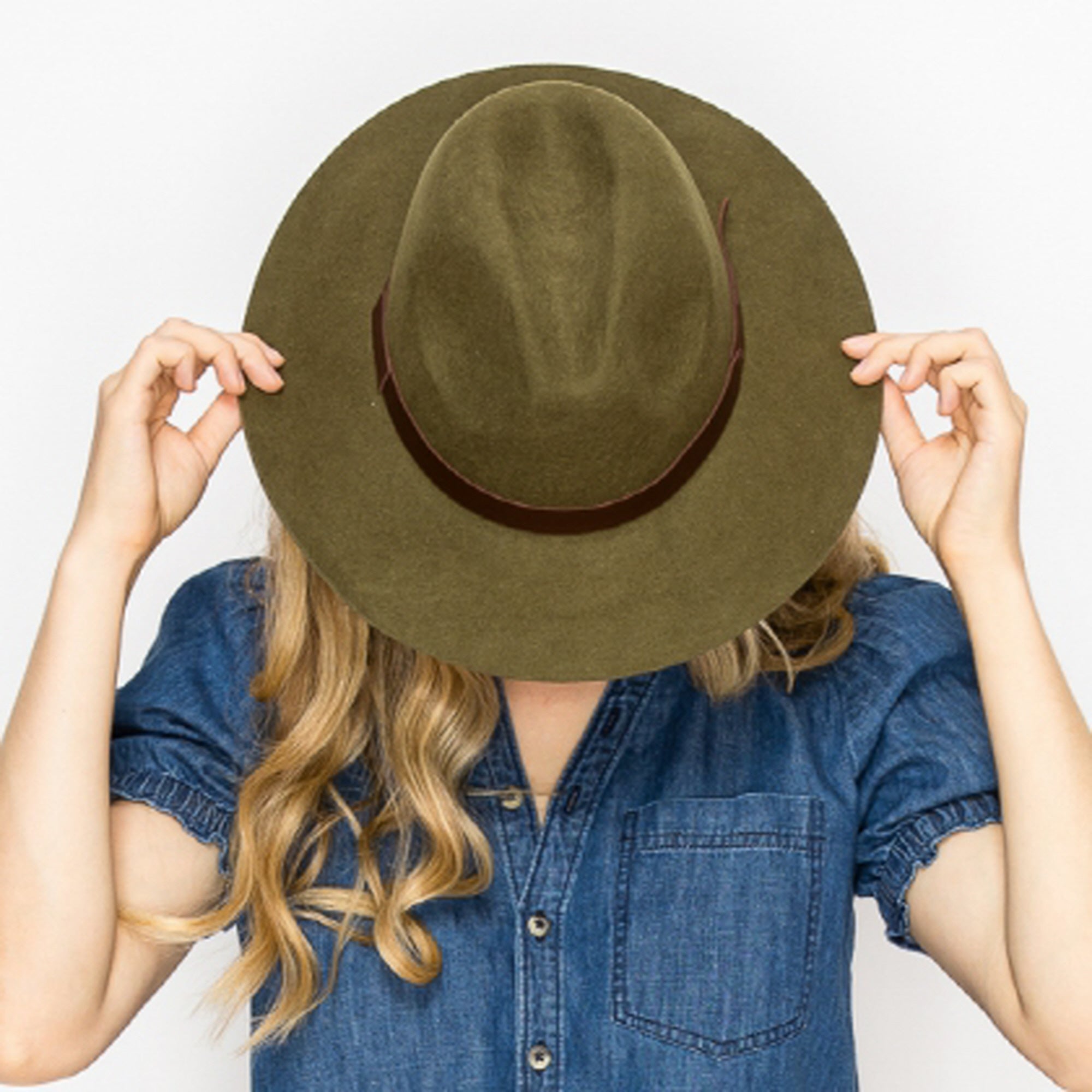 WOOL PENCIL BRIM HAT-BROWN