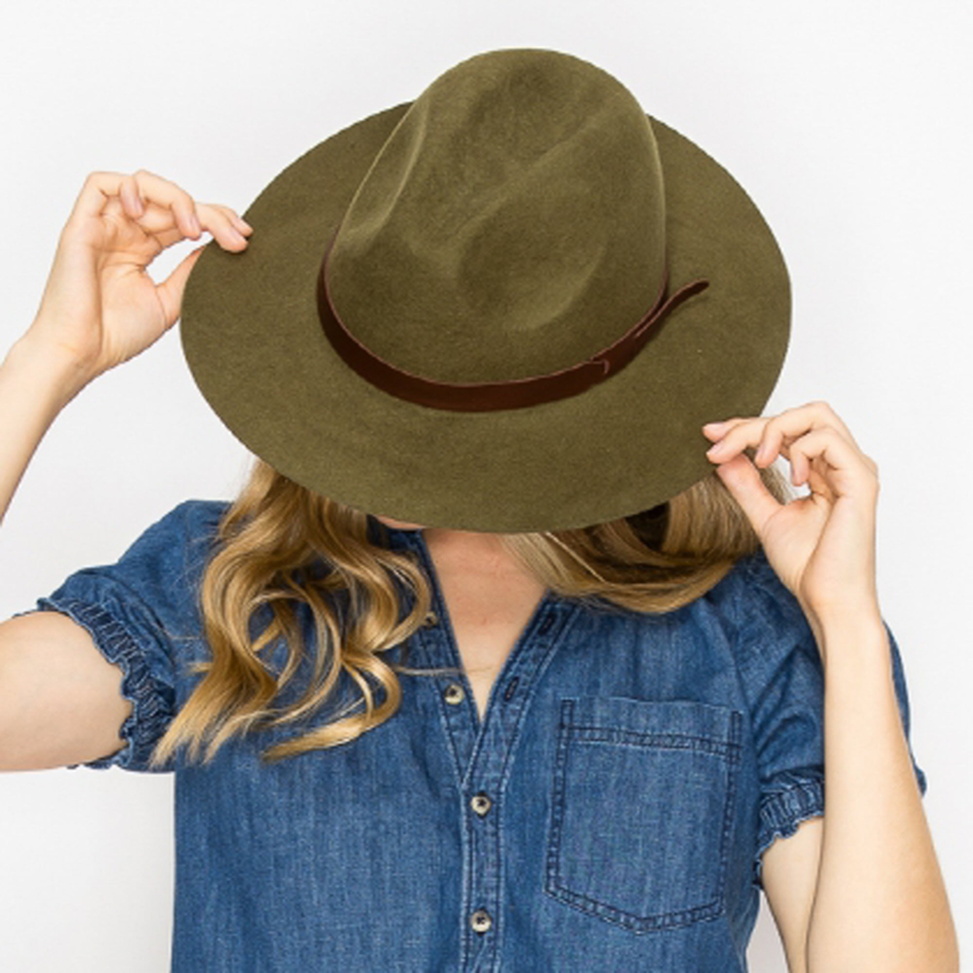 WOOL PENCIL BRIM HAT-BROWN