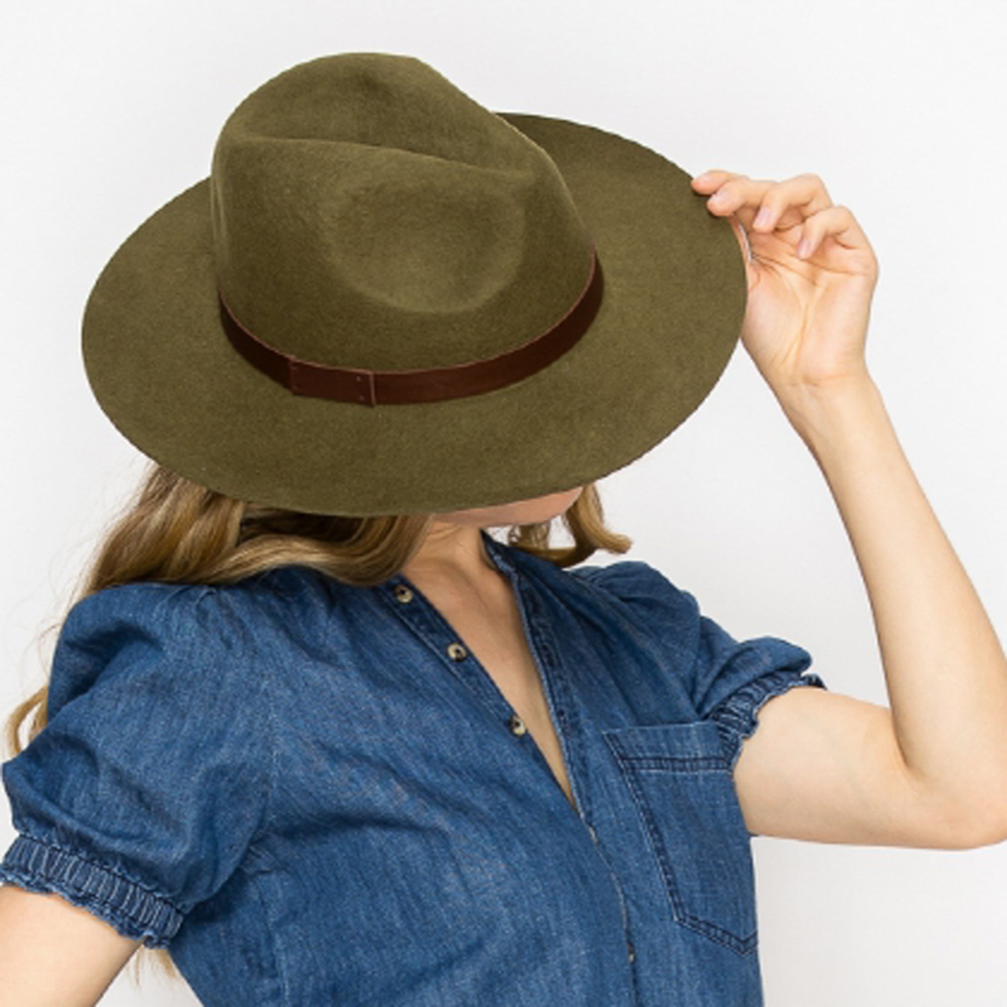 WOOL PENCIL BRIM HAT-BROWN