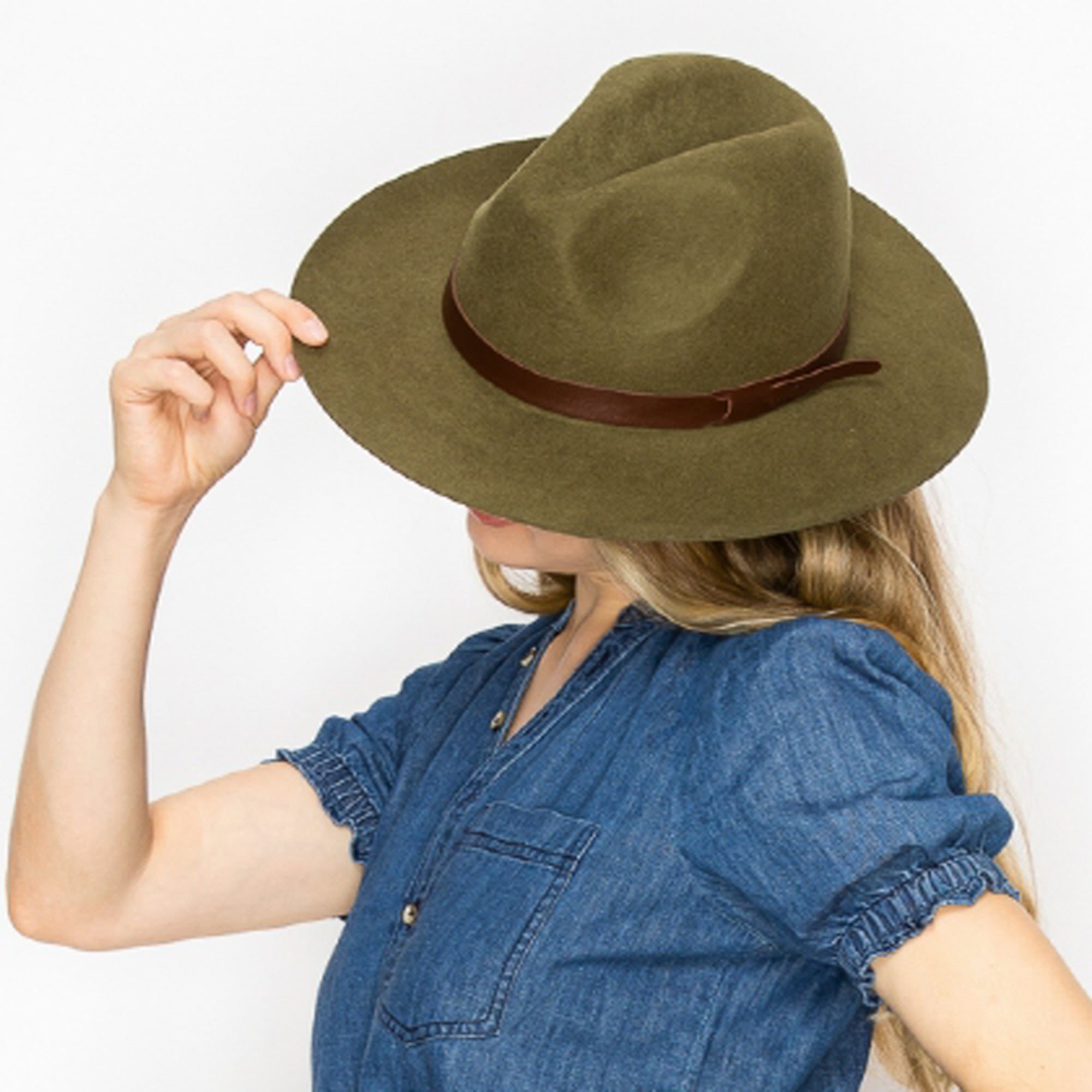 WOOL PENCIL BRIM HAT-BROWN
