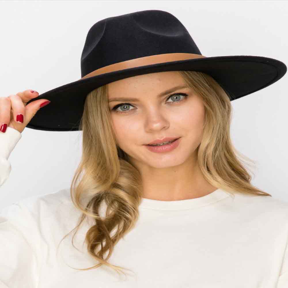VEGAN FELT FEDORA W/ LEATHER BELT
