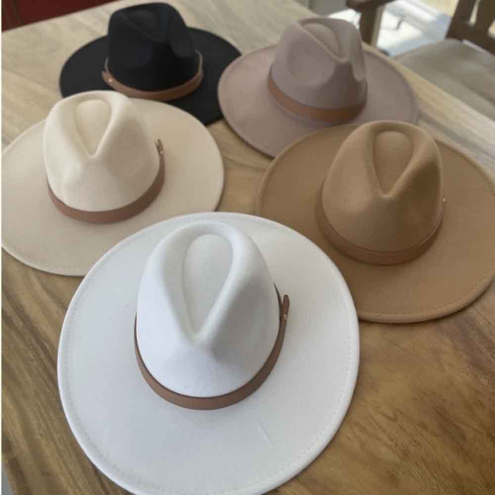 VEGAN FELT FEDORA W/ LEATHER BELT