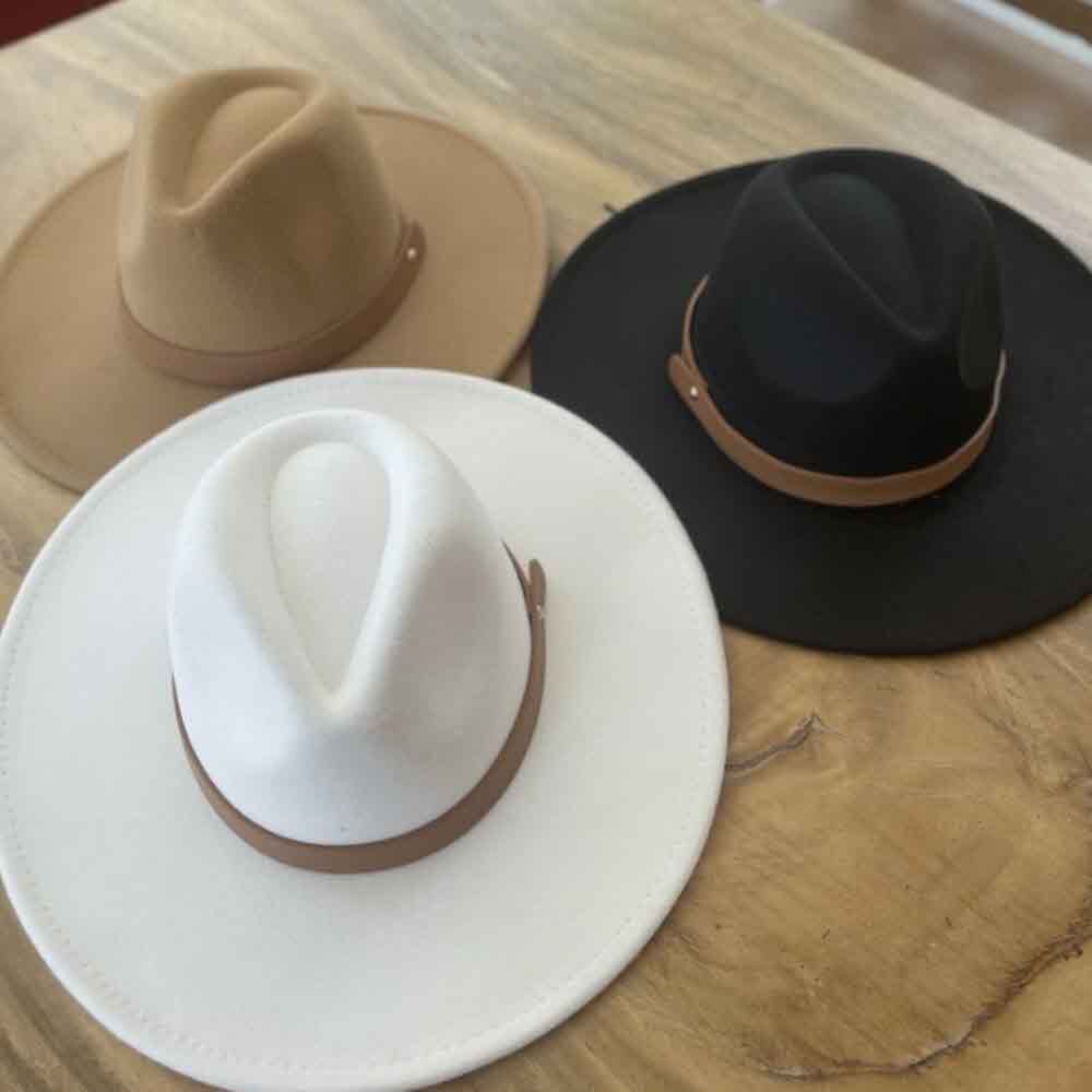 VEGAN FELT FEDORA W/ LEATHER BELT