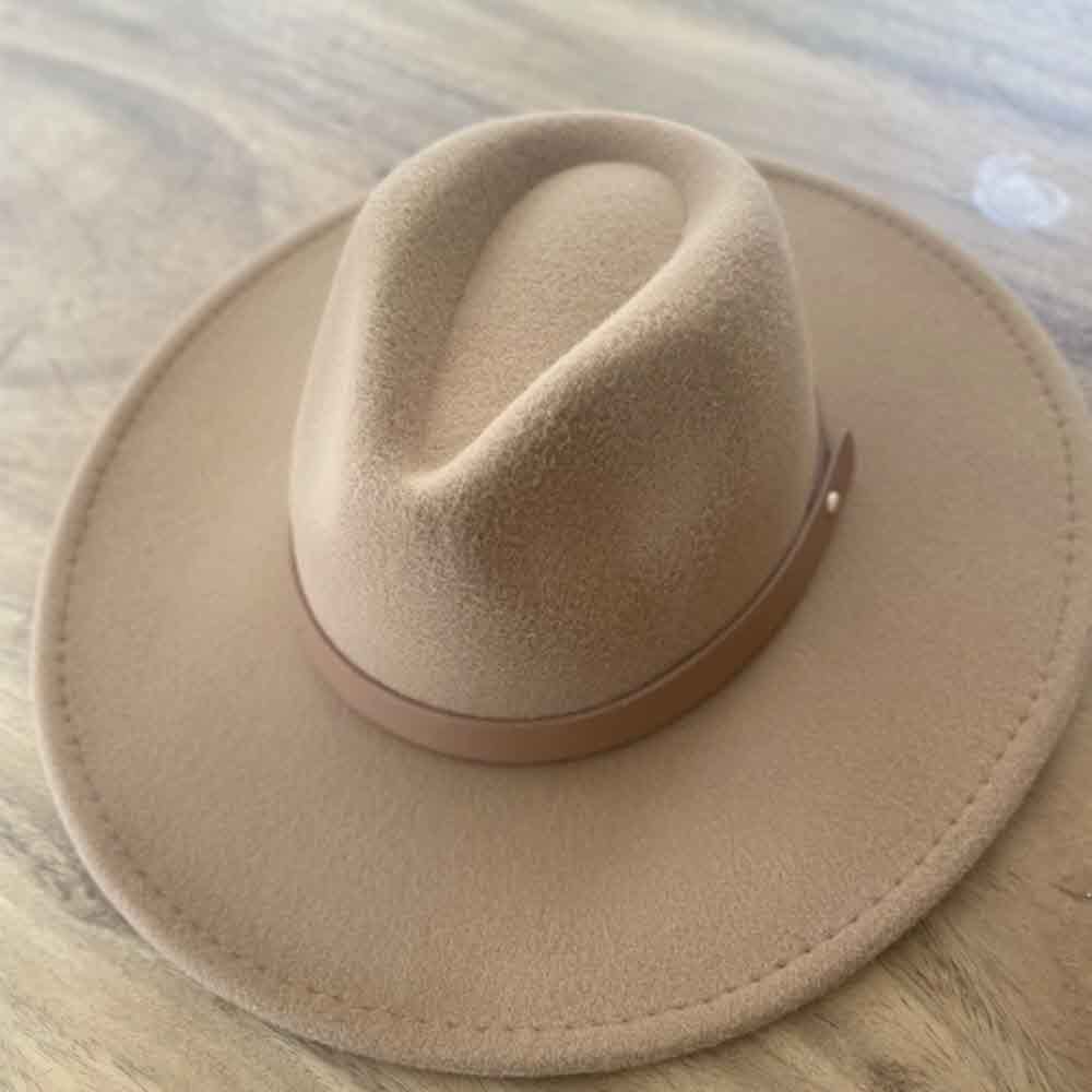 VEGAN FELT FEDORA W/ LEATHER BELT