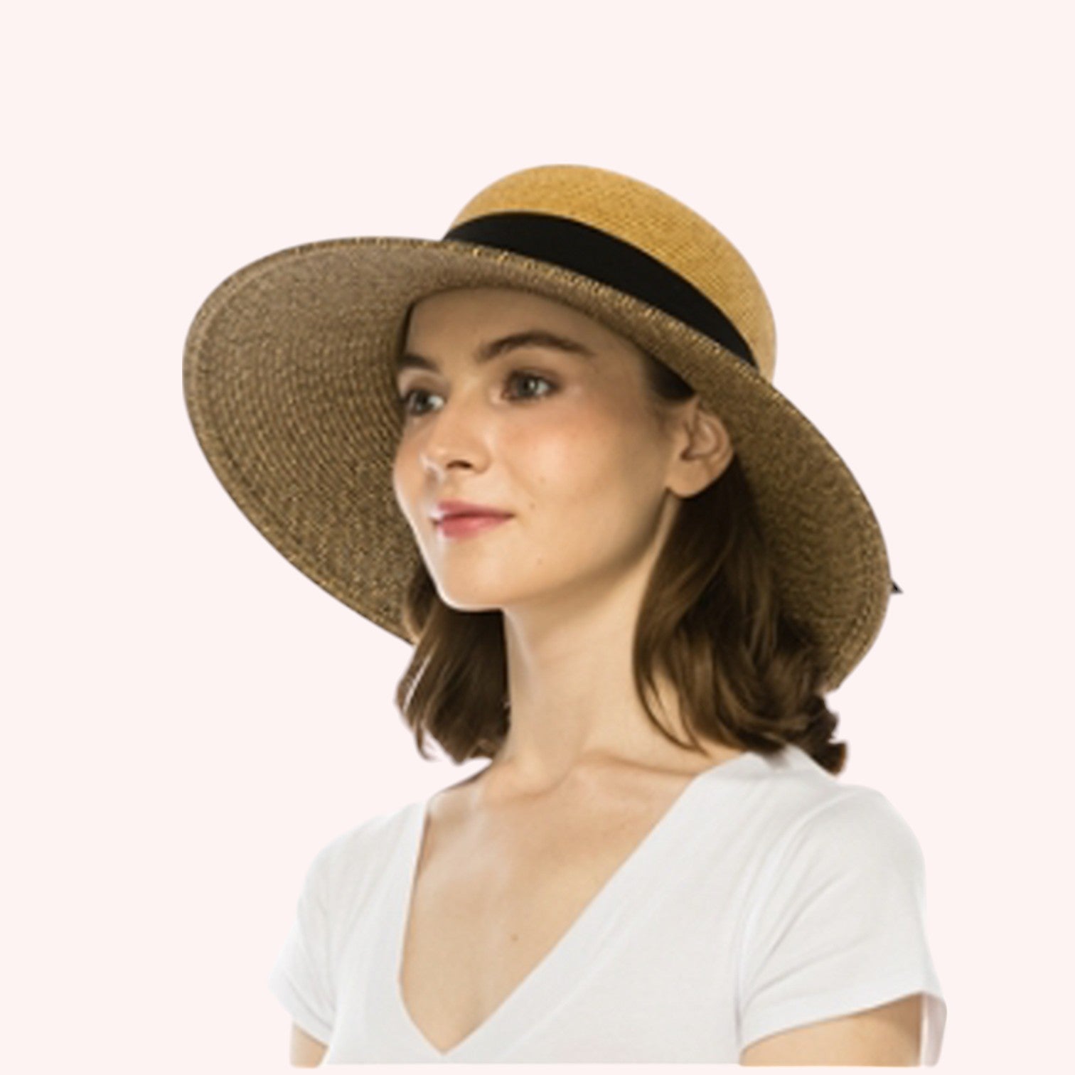 Two-tone Heather Sun Hat w/ Sash