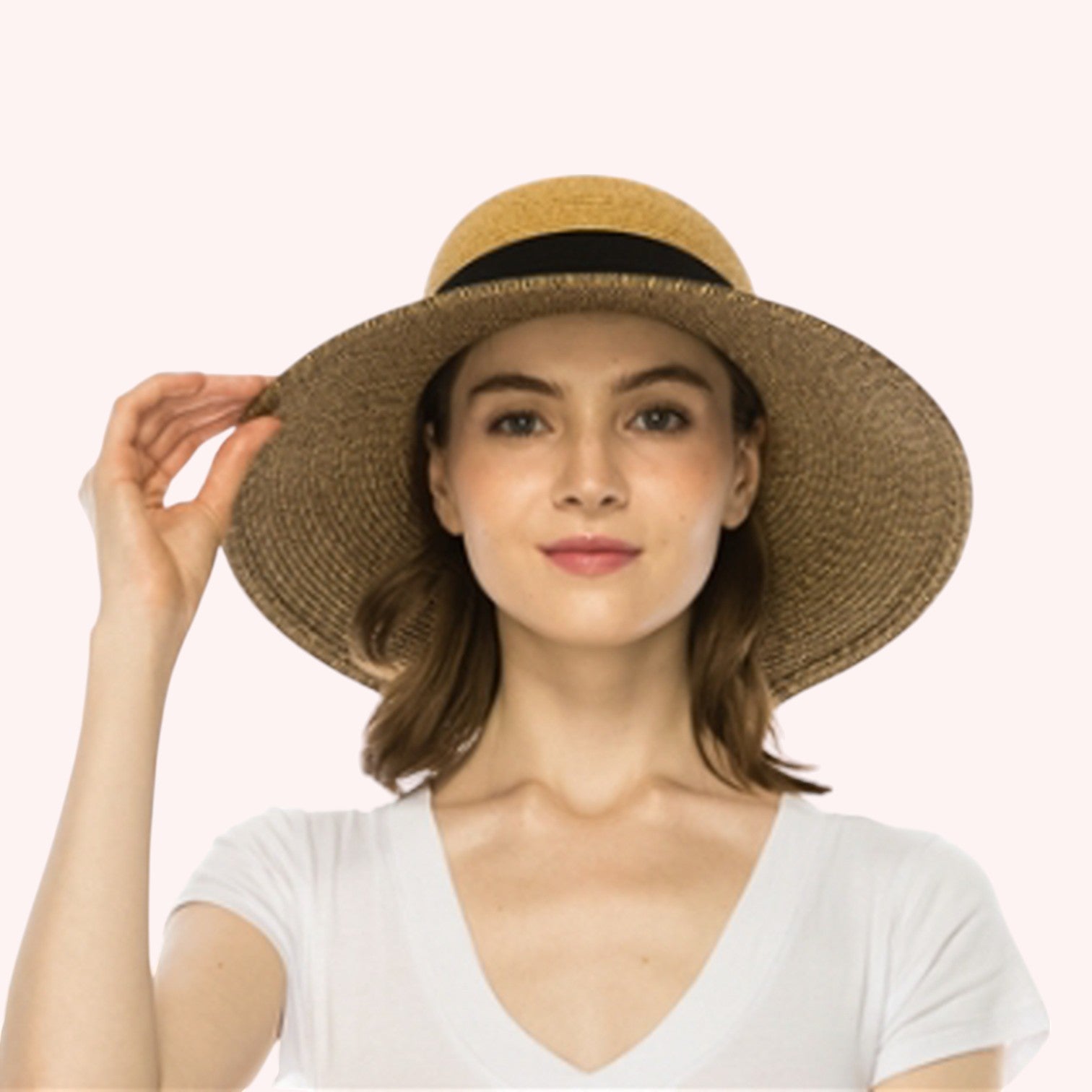 Two-tone Heather Sun Hat w/ Sash