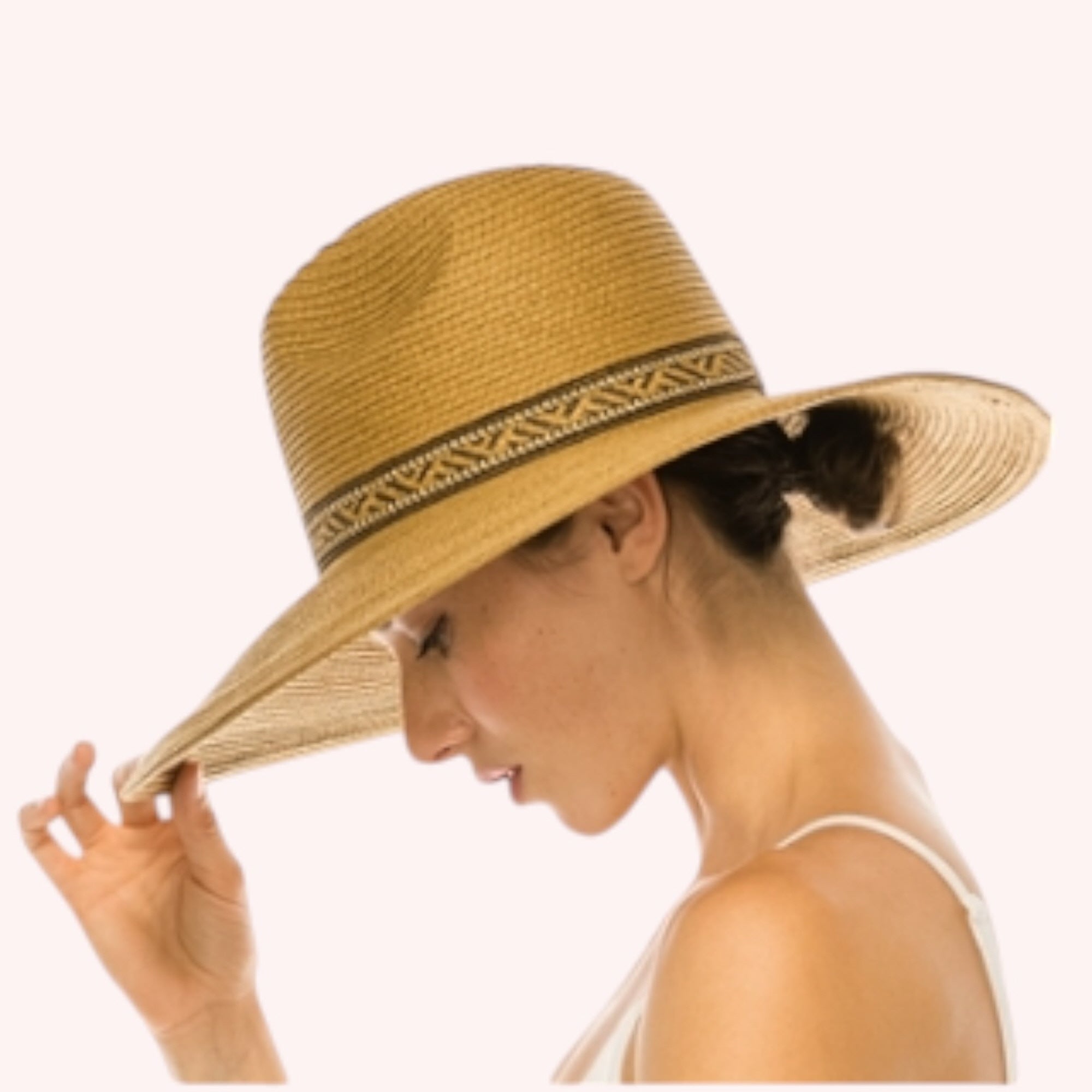 Large Brim Safari Sun Hat - Tribal Band
