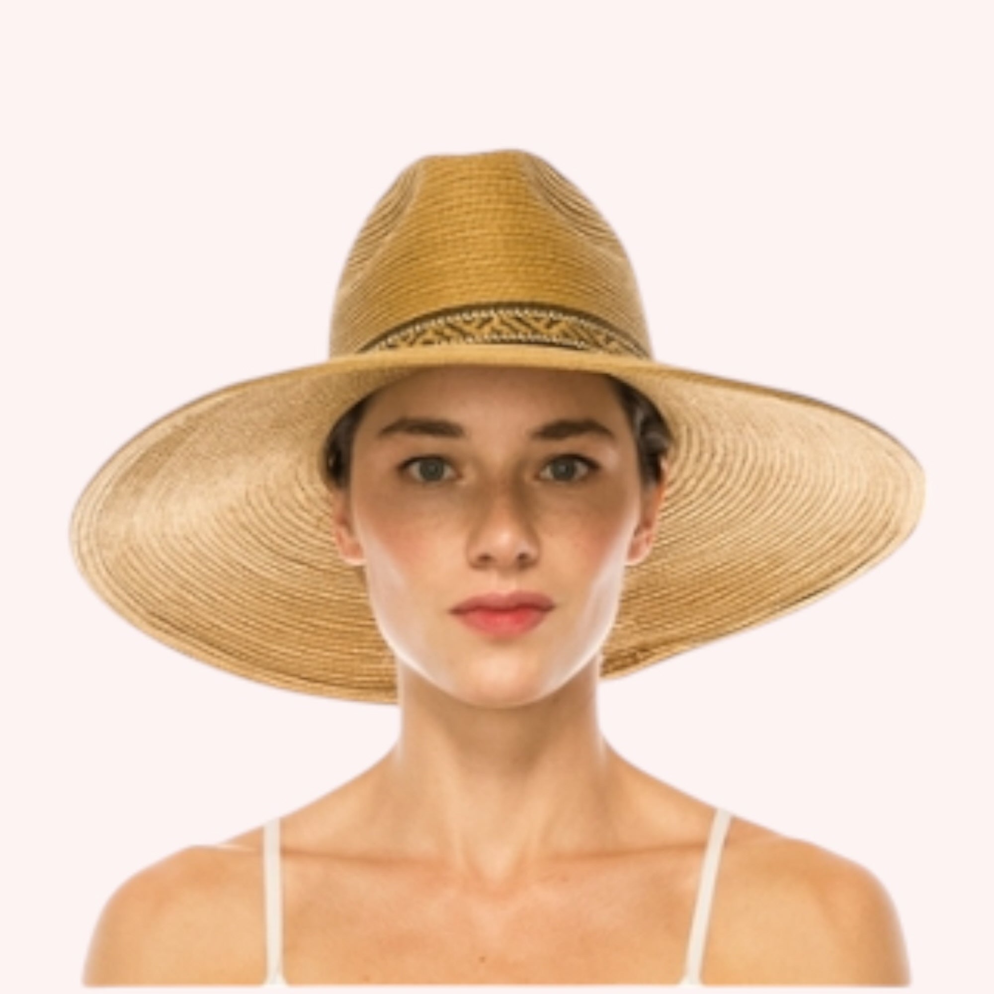 Large Brim Safari Sun Hat - Tribal Band