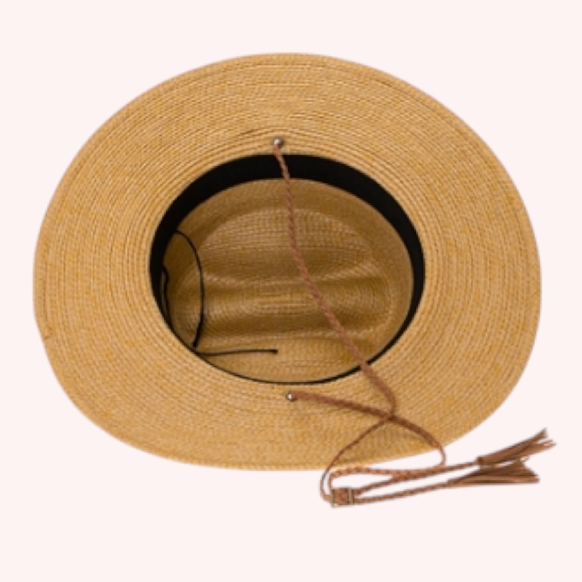 Packable Straw Cowboy Hat w/ Tassel Cord