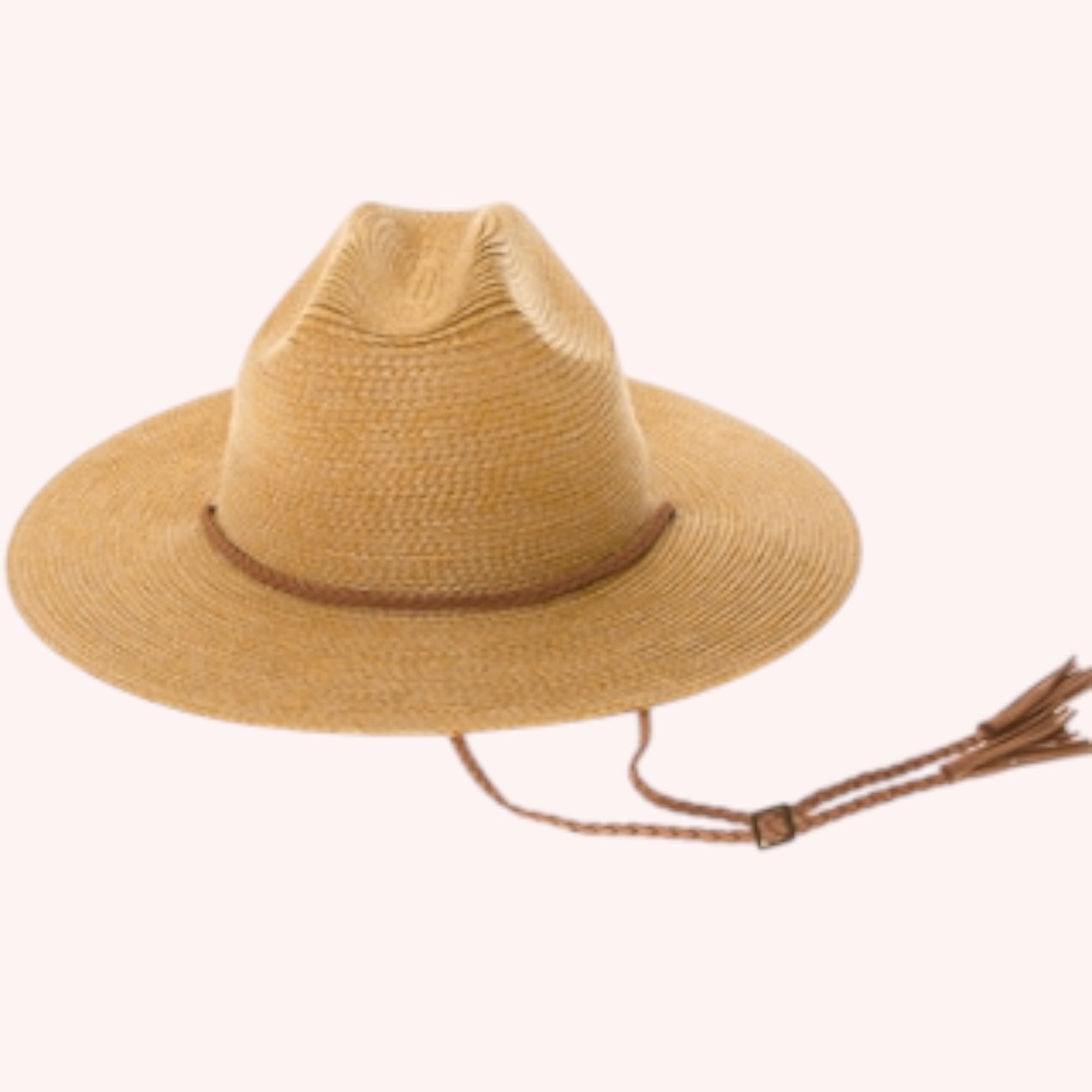 Packable Straw Cowboy Hat w/ Tassel Cord