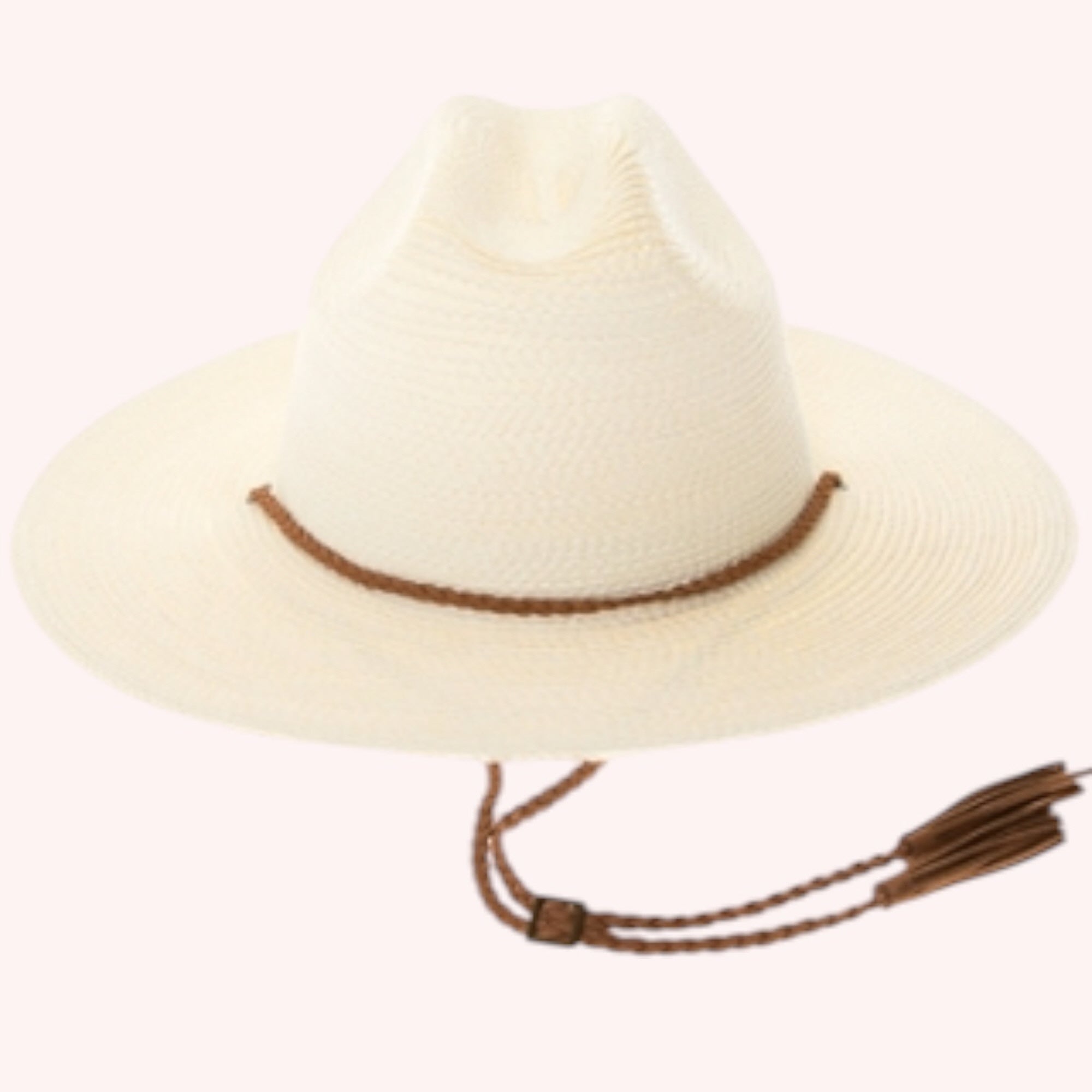 Packable Straw Cowboy Hat w/ Tassel Cord