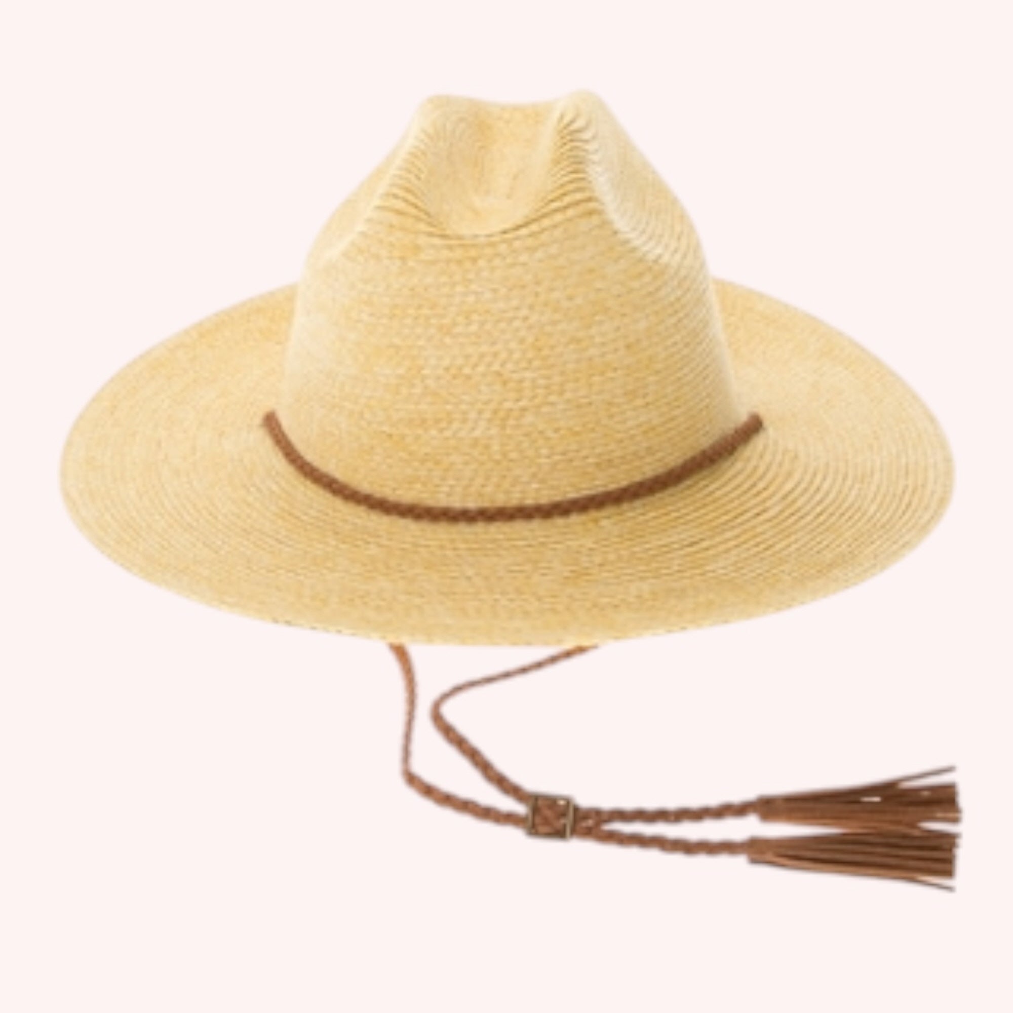 Packable Straw Cowboy Hat w/ Tassel Cord