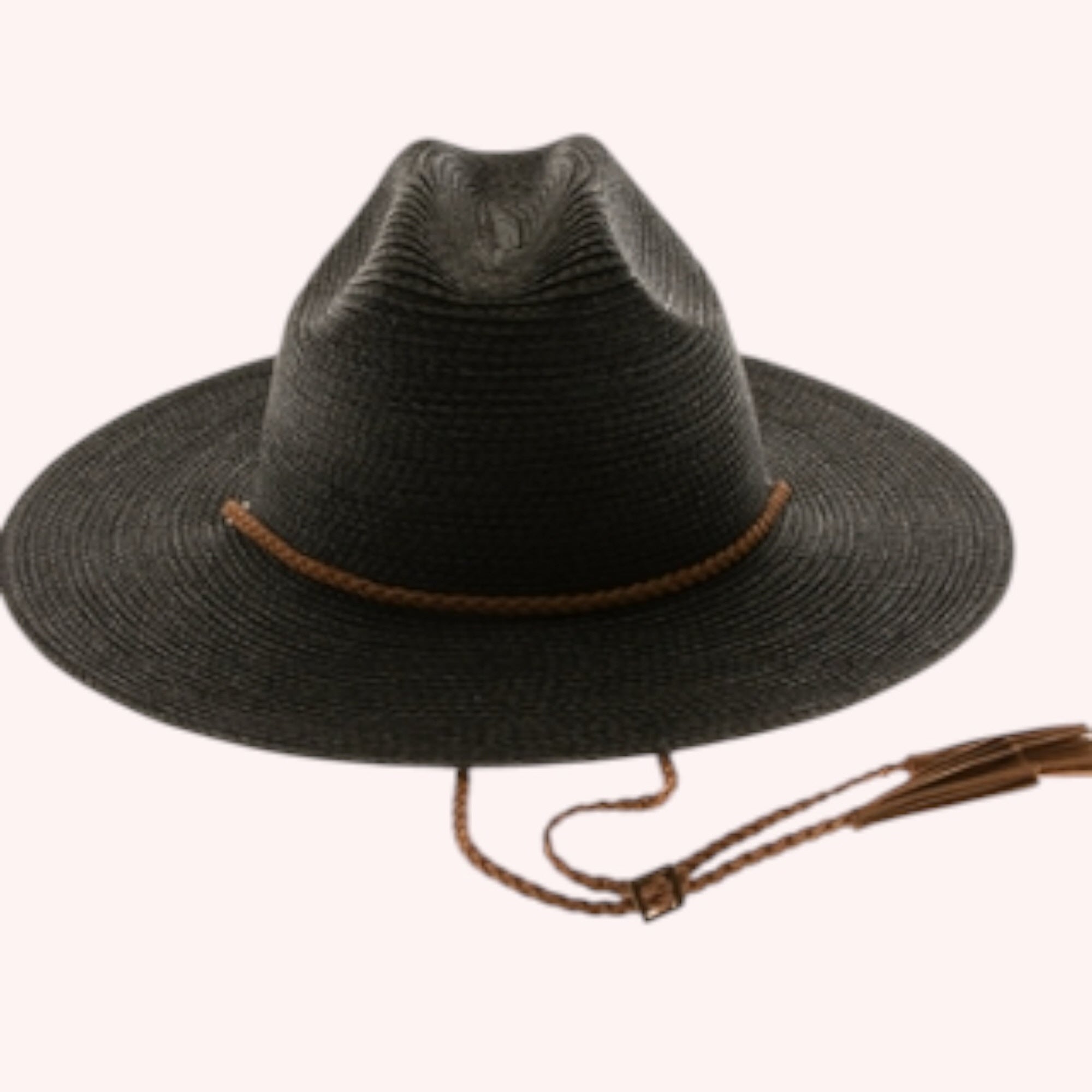 Packable Straw Cowboy Hat w/ Tassel Cord