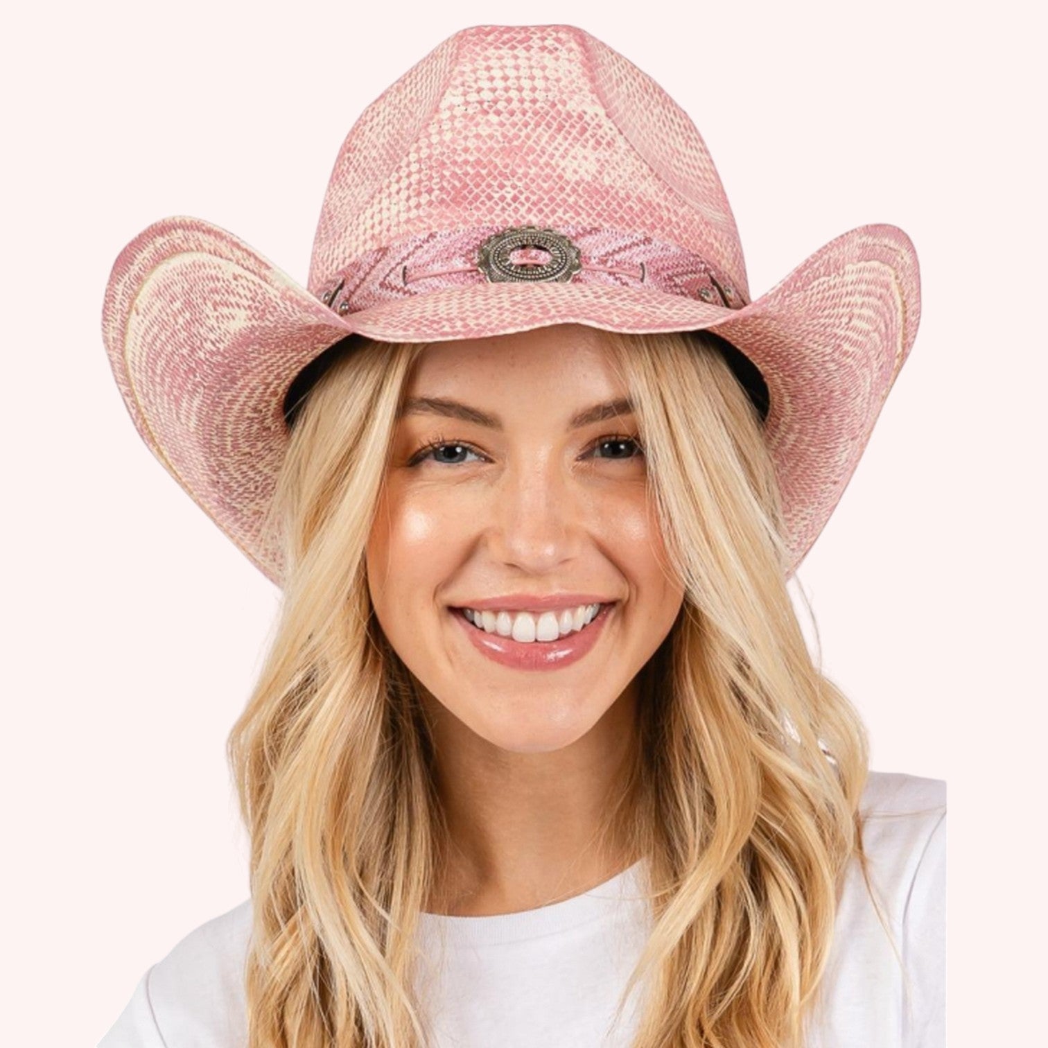 VINTAGE COWBOY HAT WITH WESTERN DESIGN BAND