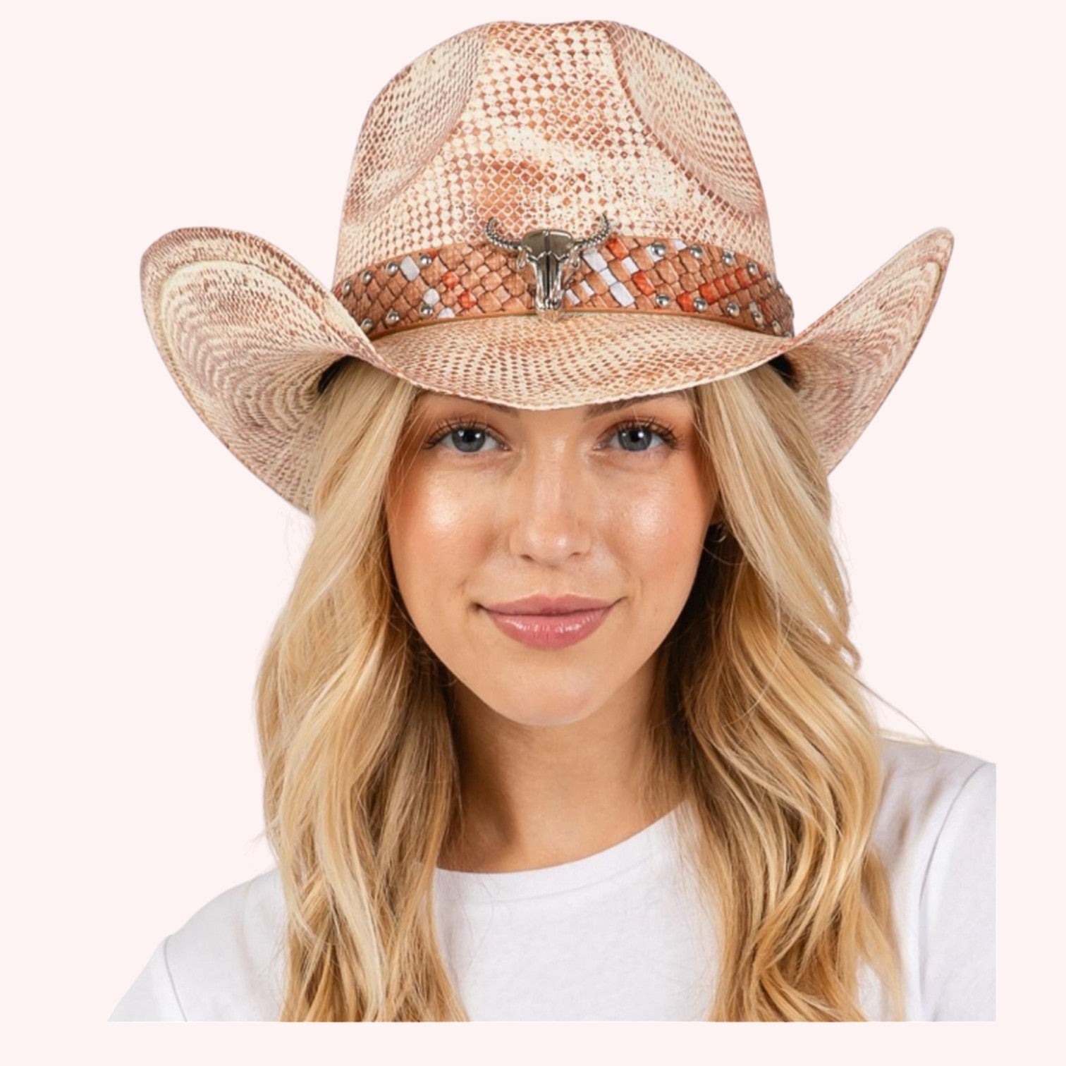 VINTAGE COWBOY HAT WITH WESTERN DESIGN BAND