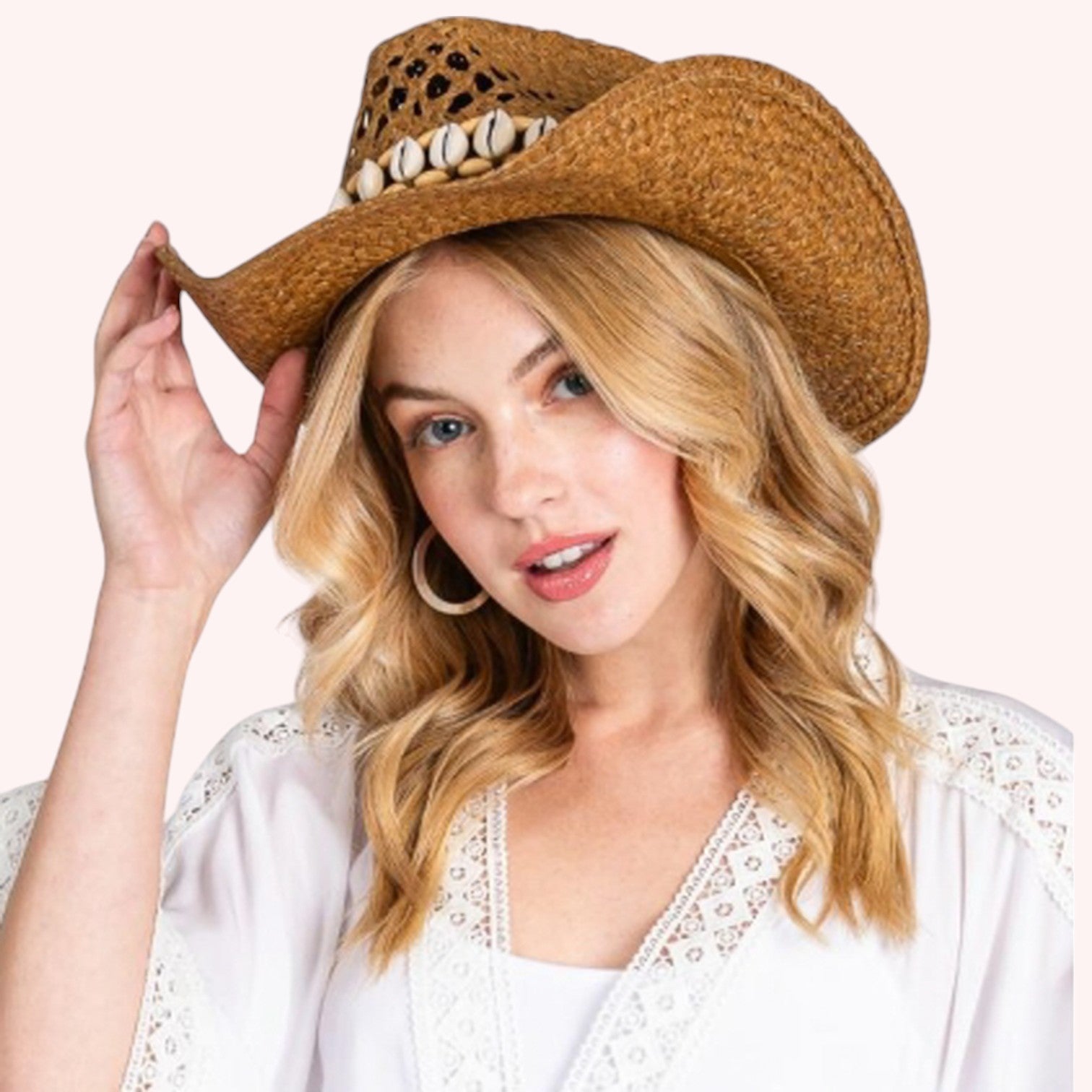 SEASHELLS BAND COWBOY COWGIRL HANDMADE HAT