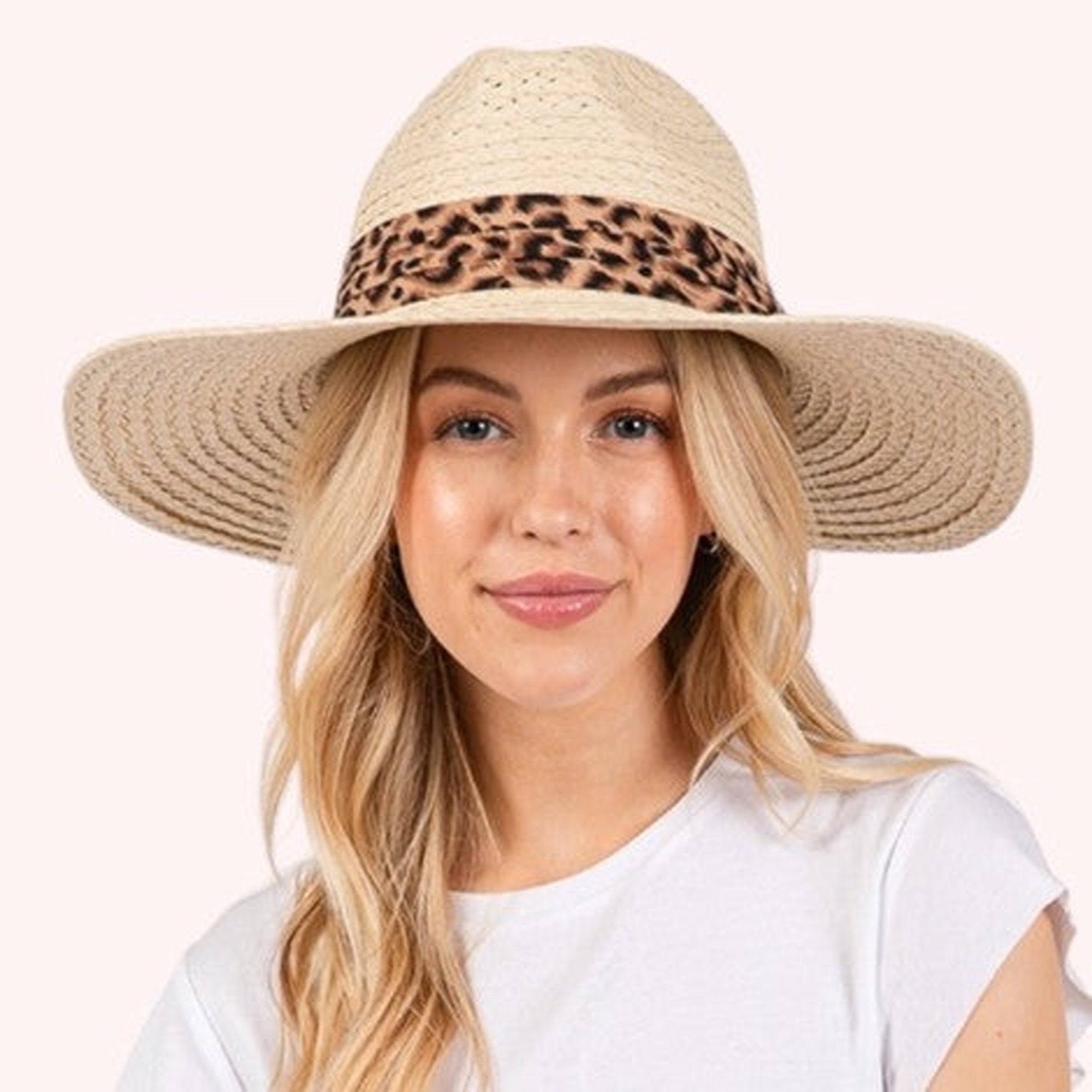 Leopard Band Straw Sun Hat