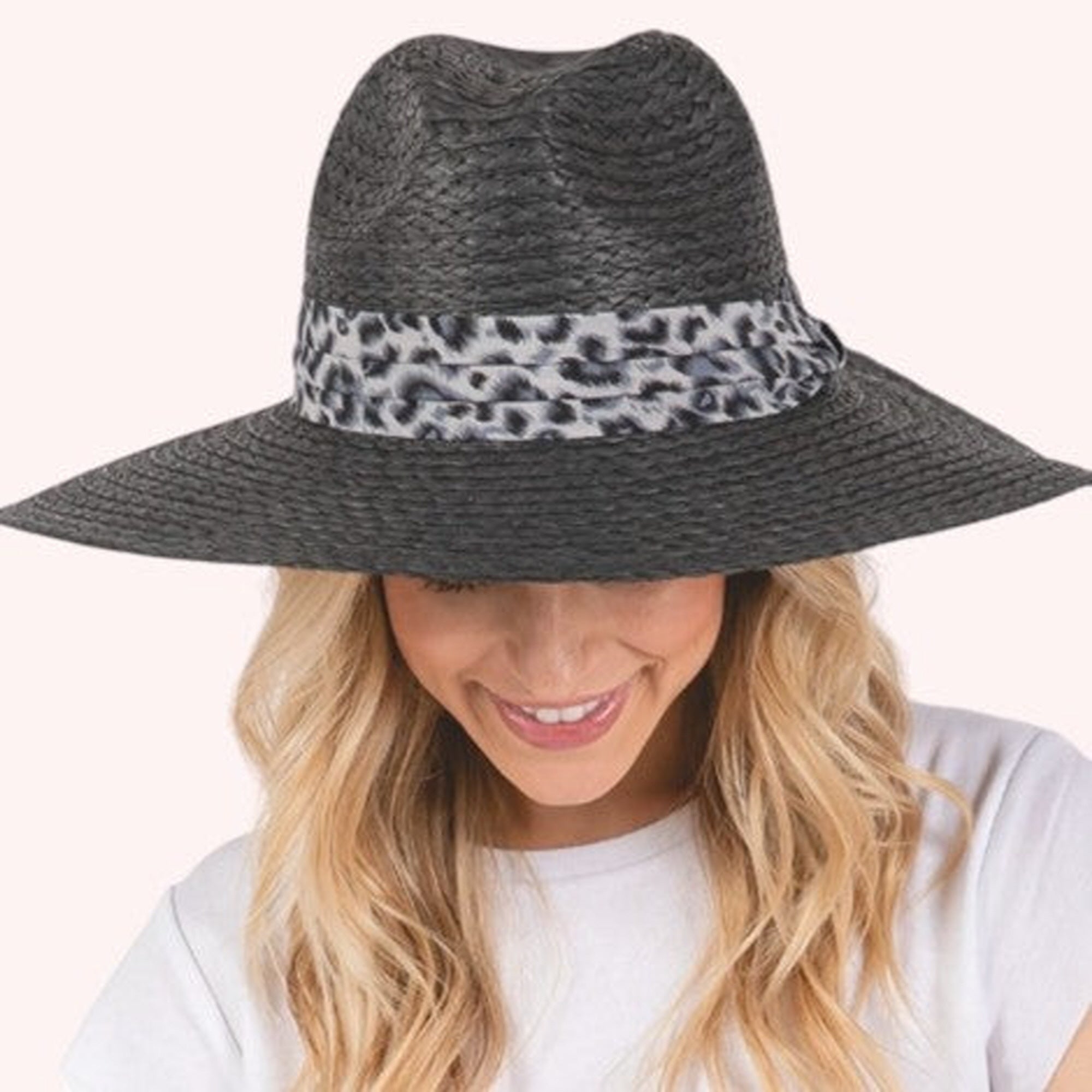 Leopard Band Straw Sun Hat