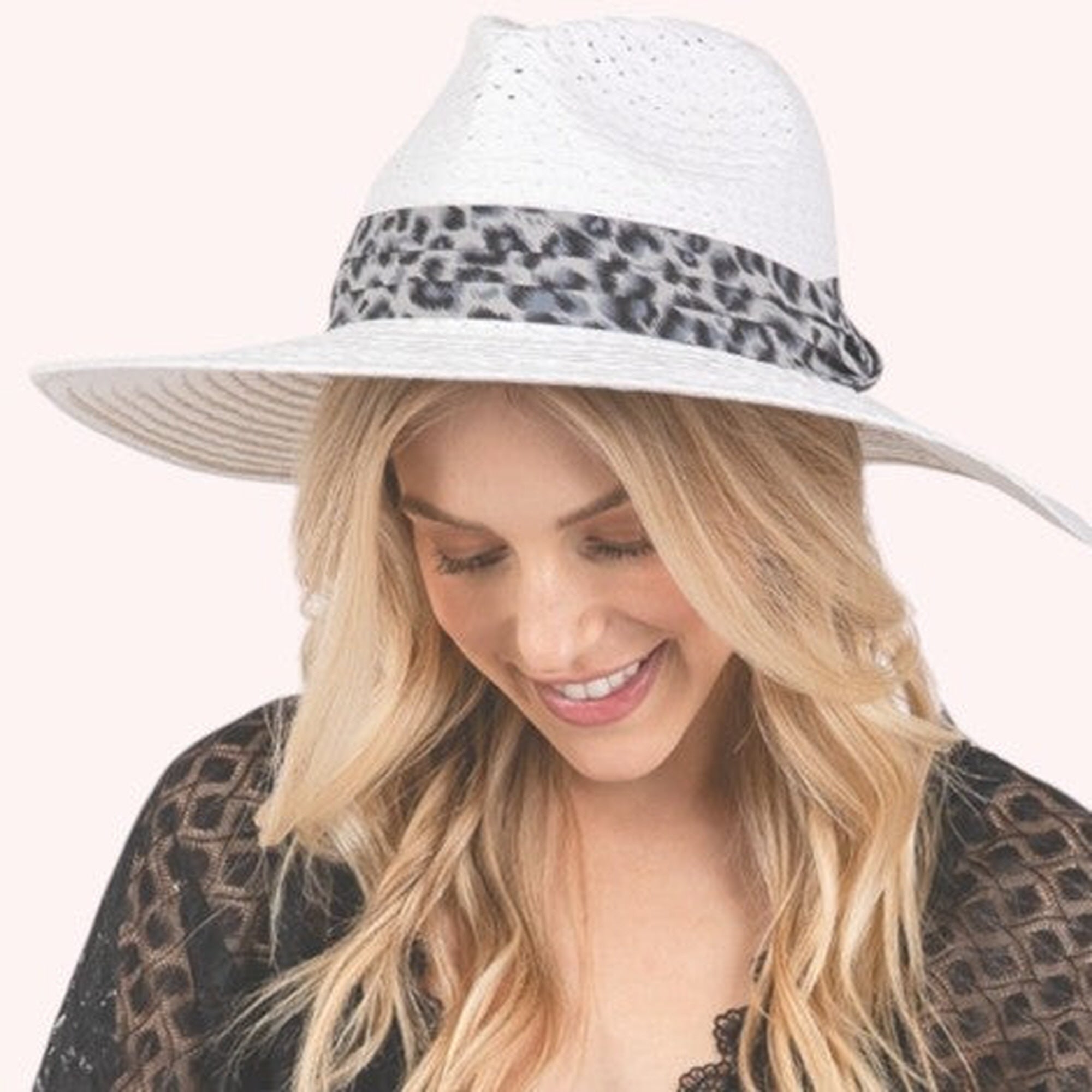 Leopard Band Straw Sun Hat