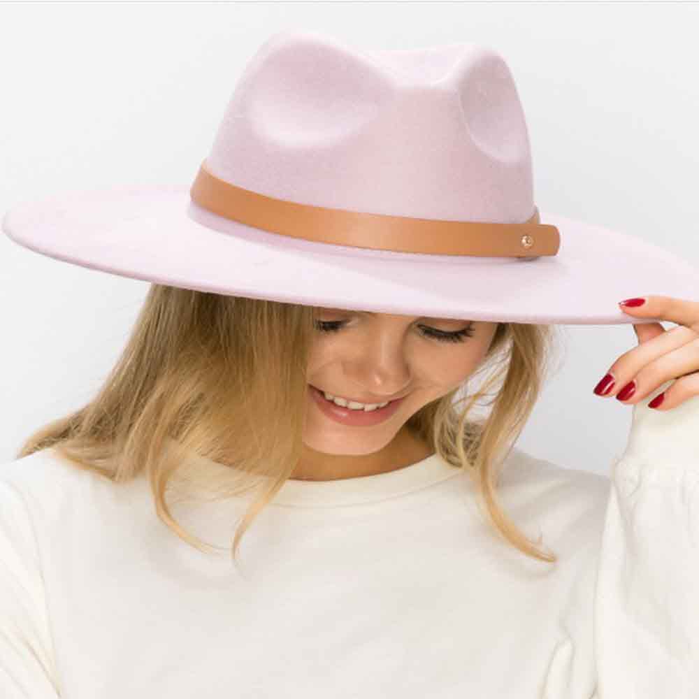 VEGAN FELT FEDORA W/ LEATHER BELT