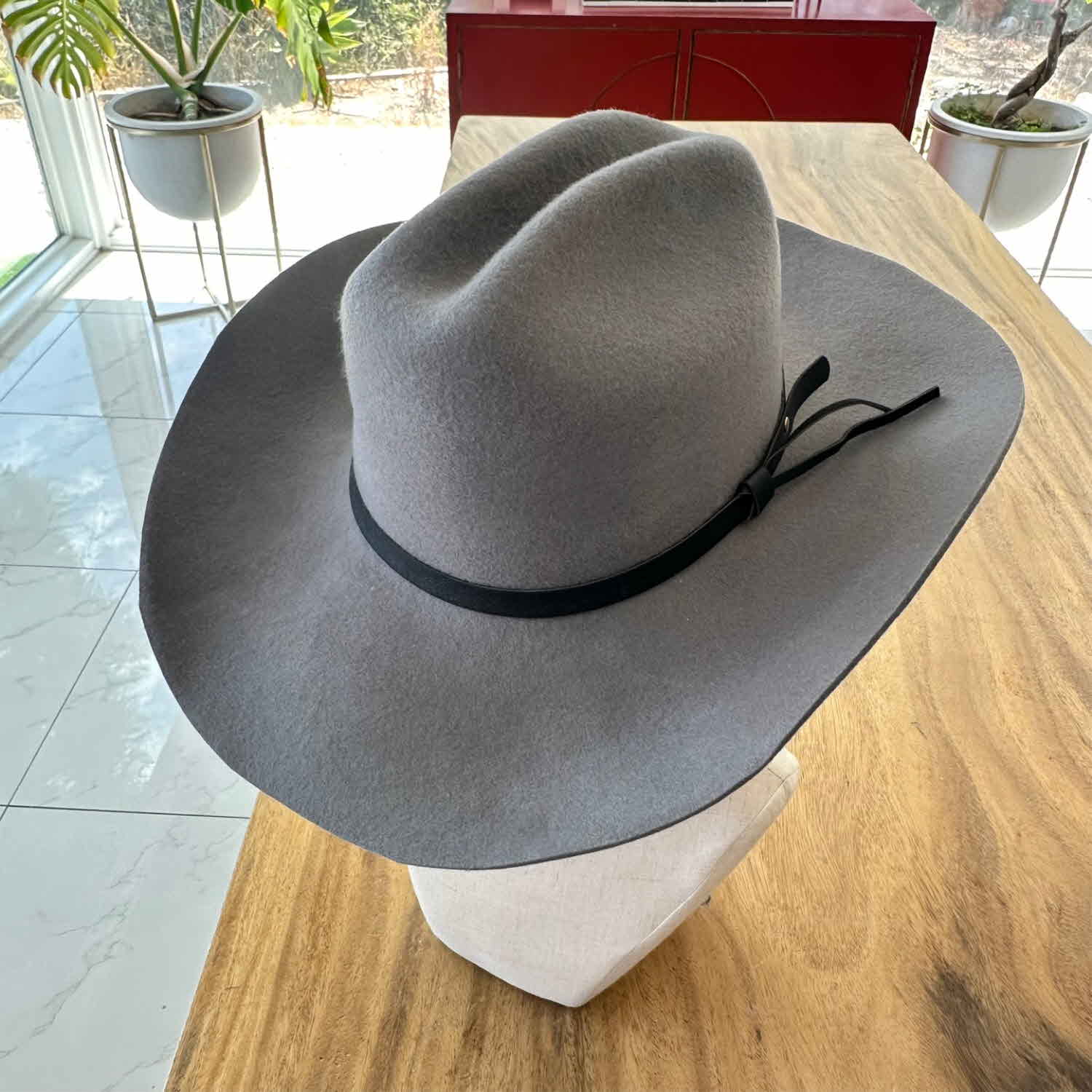 WOOL CATTLEMAN COWBOY WESTERN HAT W/ LEATHER BELT
