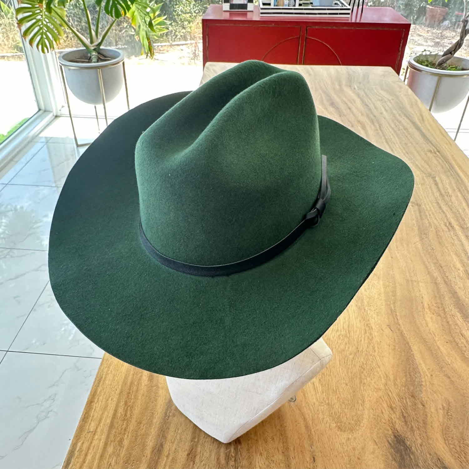 WOOL CATTLEMAN COWBOY WESTERN HAT W/ LEATHER BELT