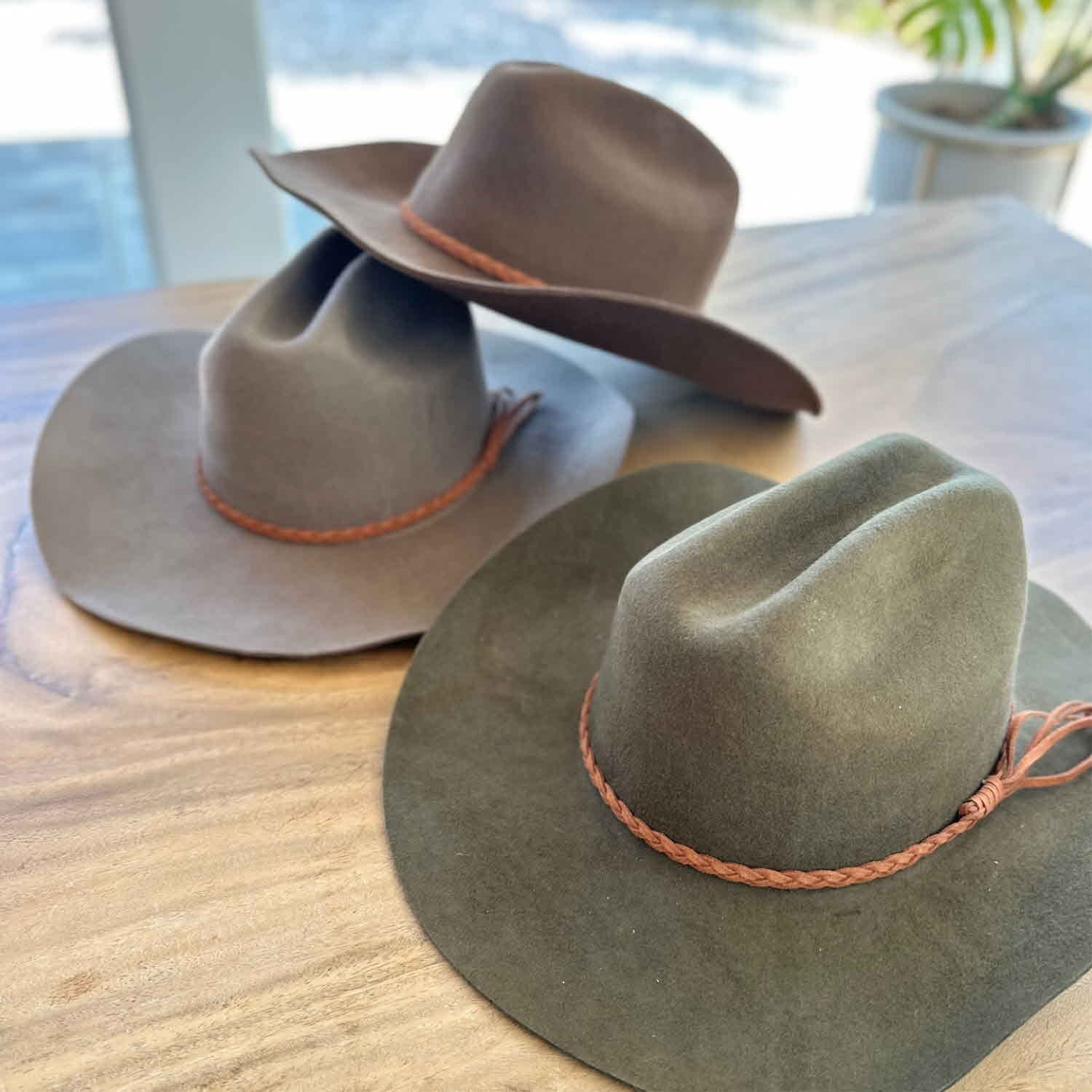 WOOL CATTLEMAN COWBOY WESTERN HAT W/ SUEDE BELT (Copy)