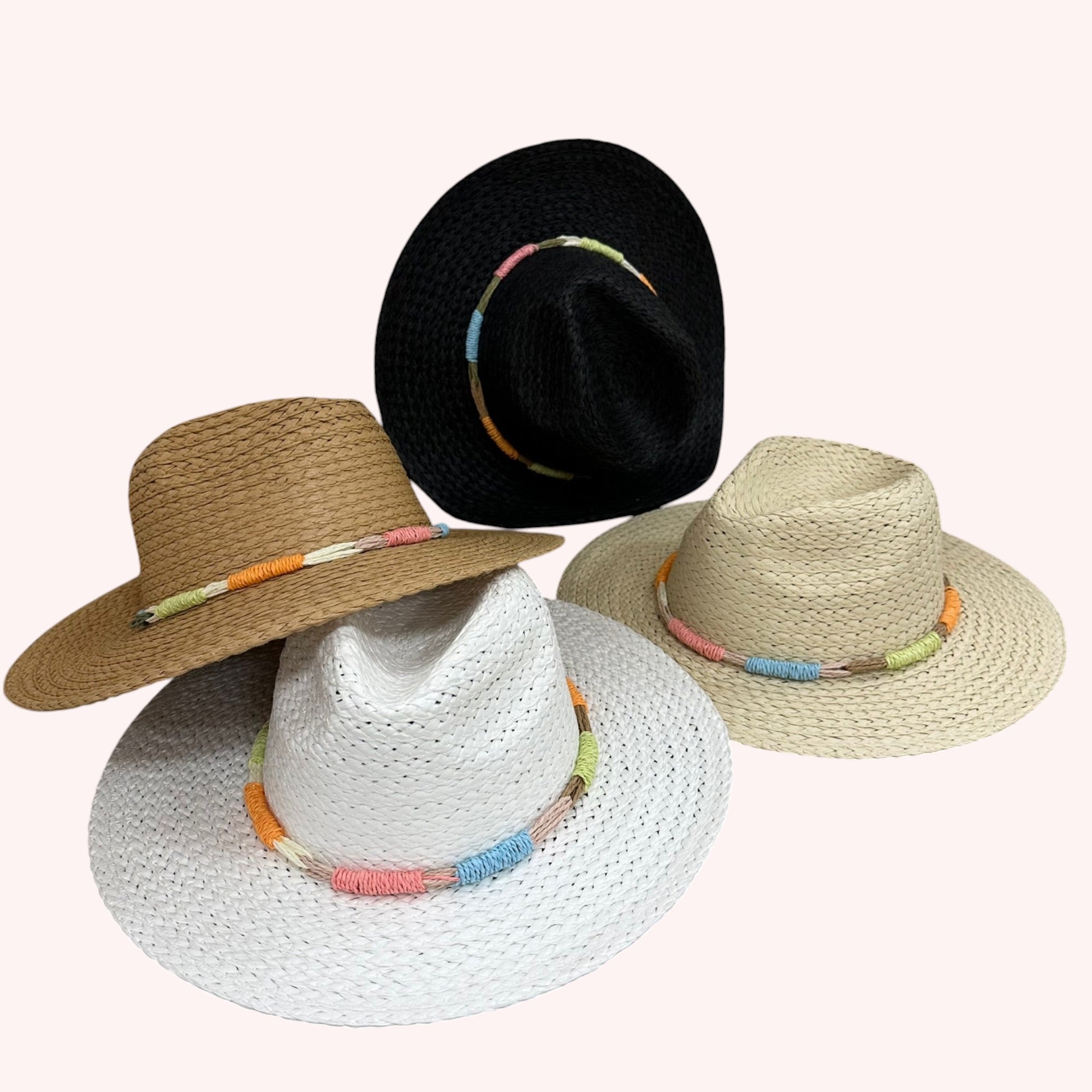 MULTI COLOR STRAW BAND STRAW HAT