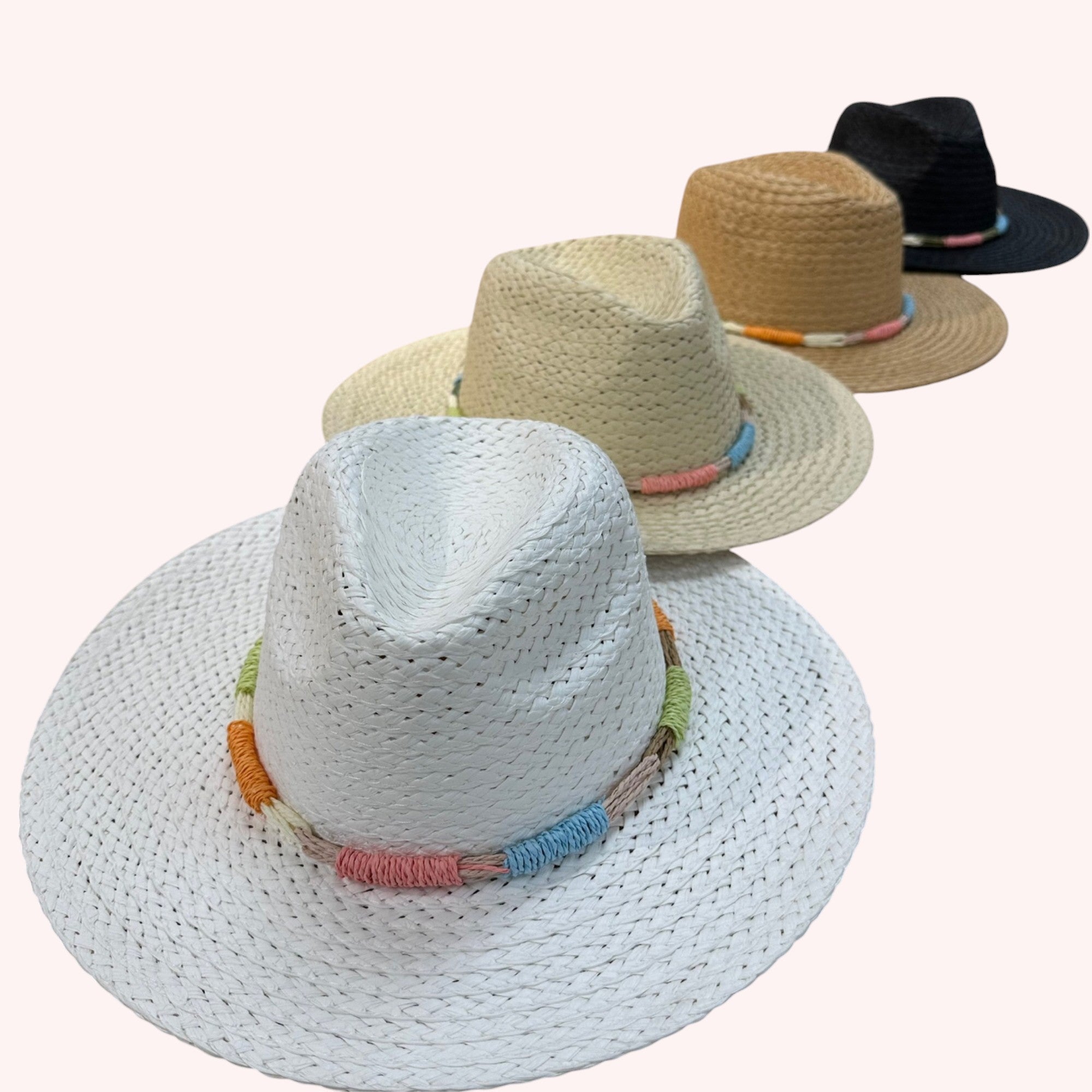 MULTI COLOR STRAW BAND STRAW HAT