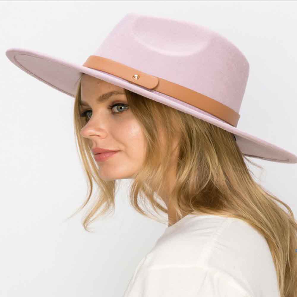 VEGAN FELT FEDORA W/ LEATHER BELT