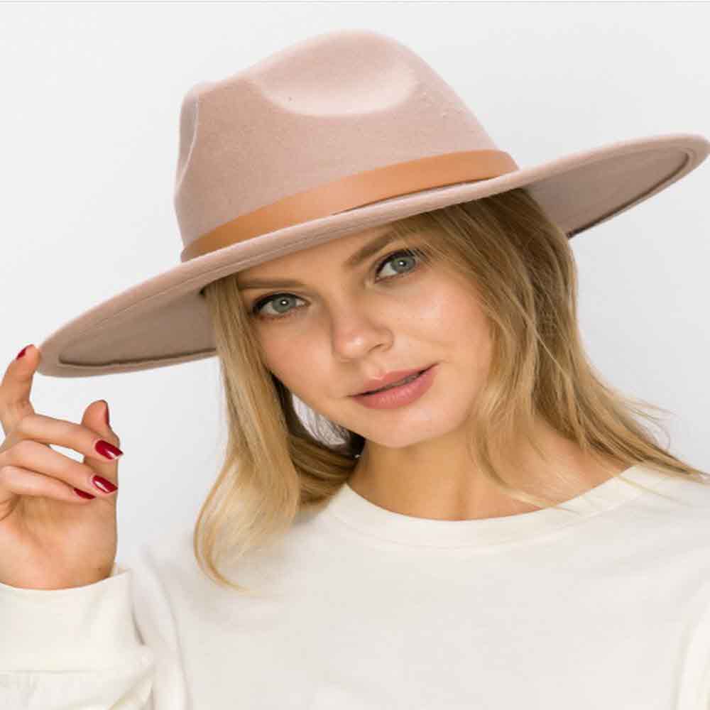 VEGAN FELT FEDORA W/ LEATHER BELT