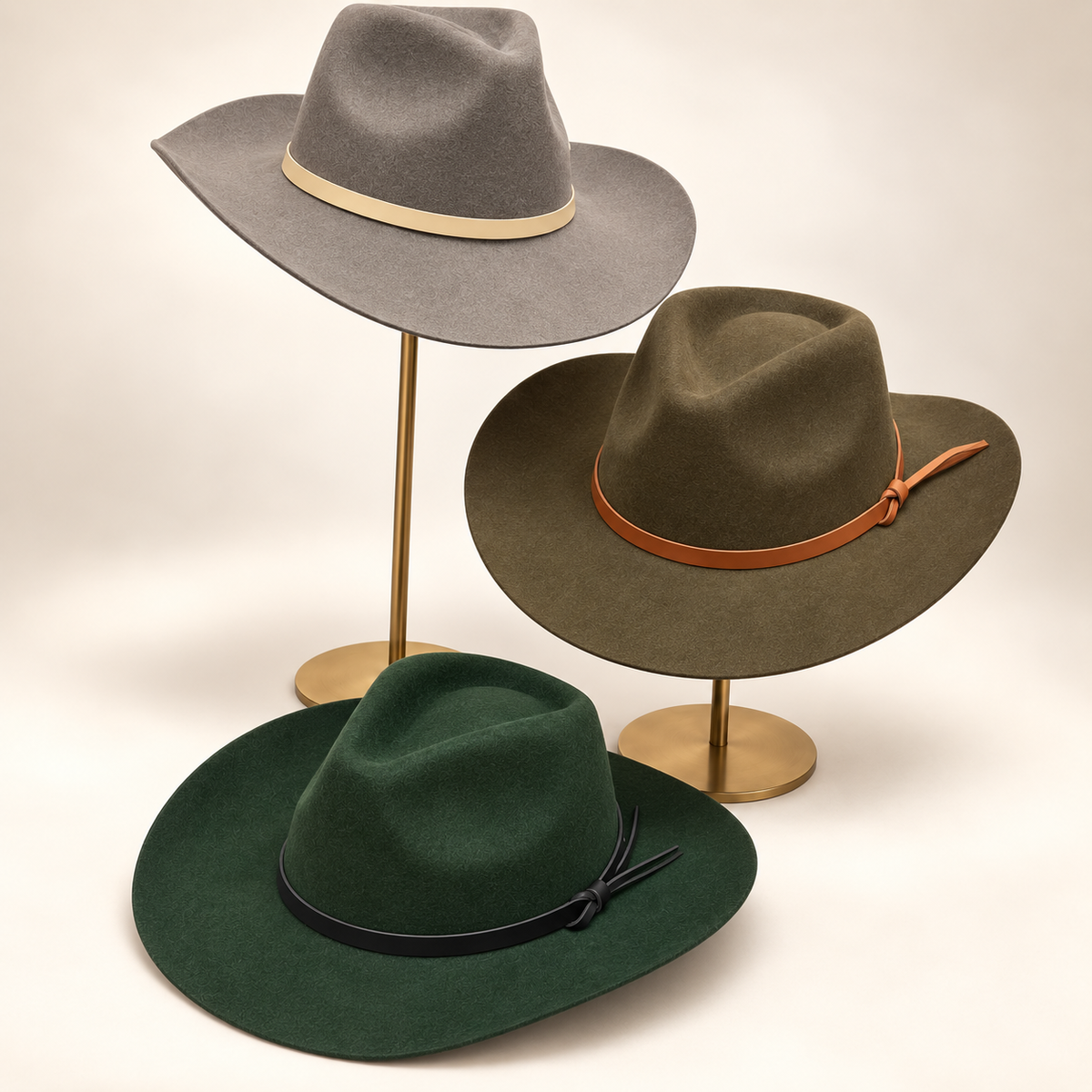 Classic Wool Cowboy Hat with Leather Belt