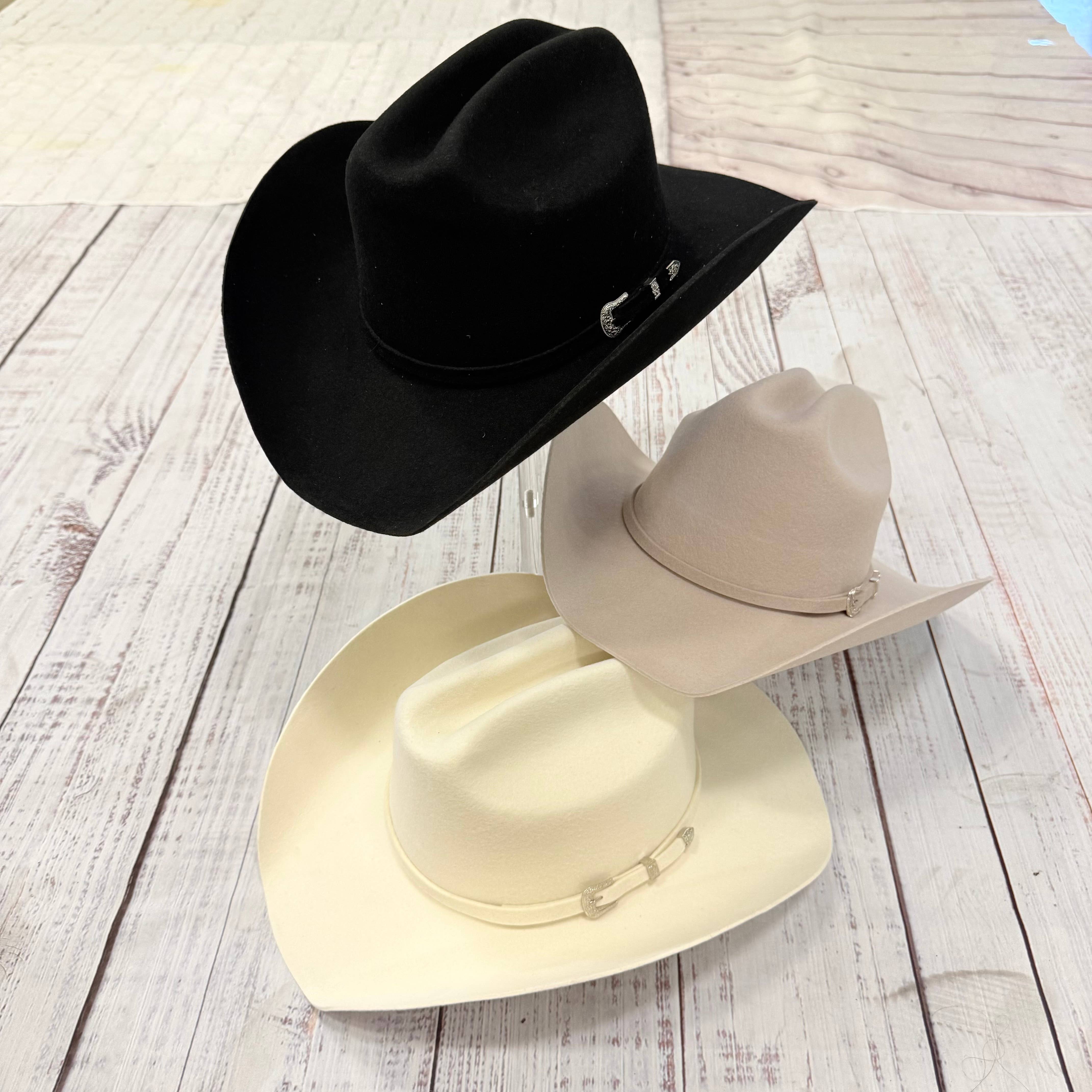 Australian Wool Cattleman Cowboy Hat with Western Buckle - Black