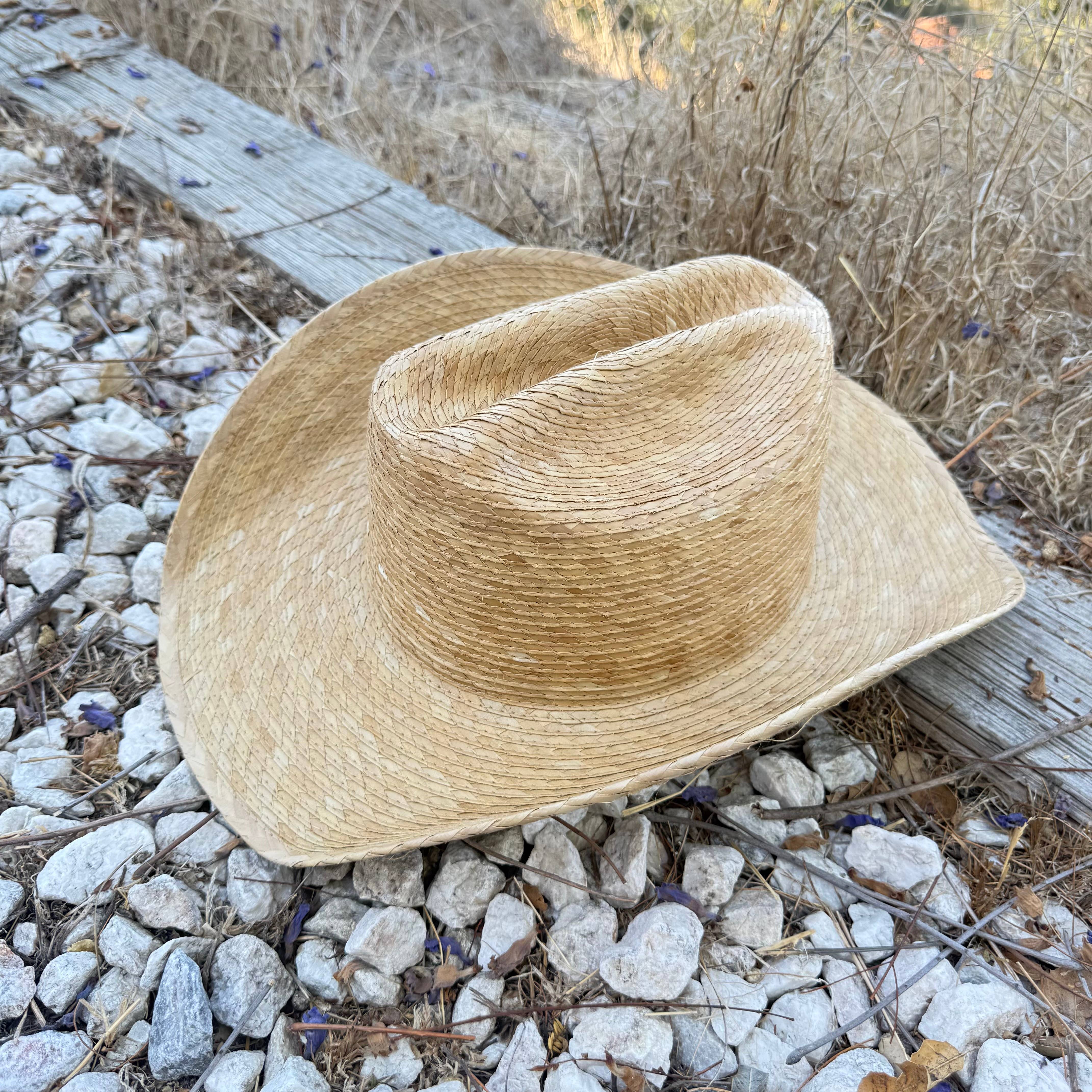 Natural Palm Leaf Cowboy Hat with Braided Band