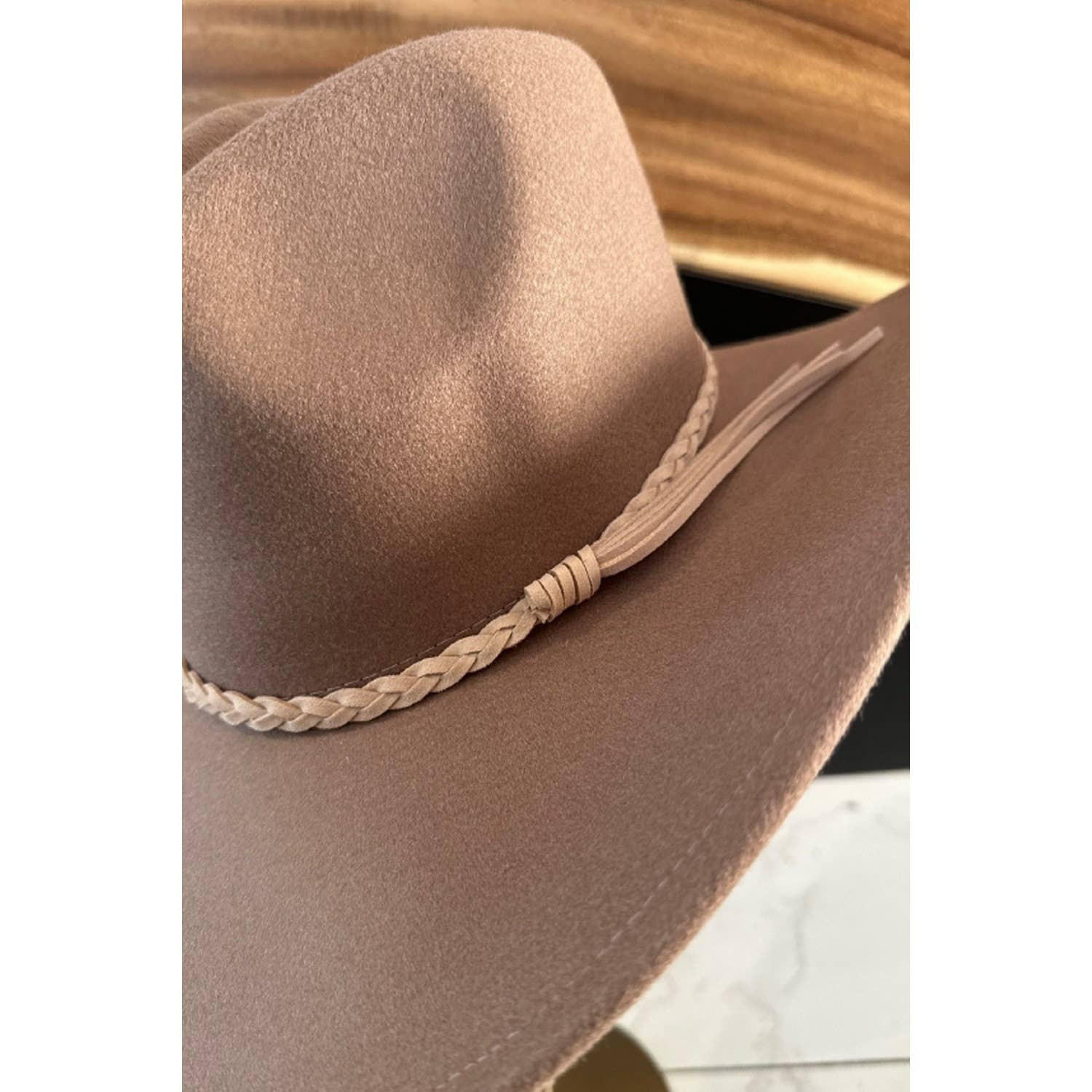 Vegan Felt Cowboy Hat with Suede Belt