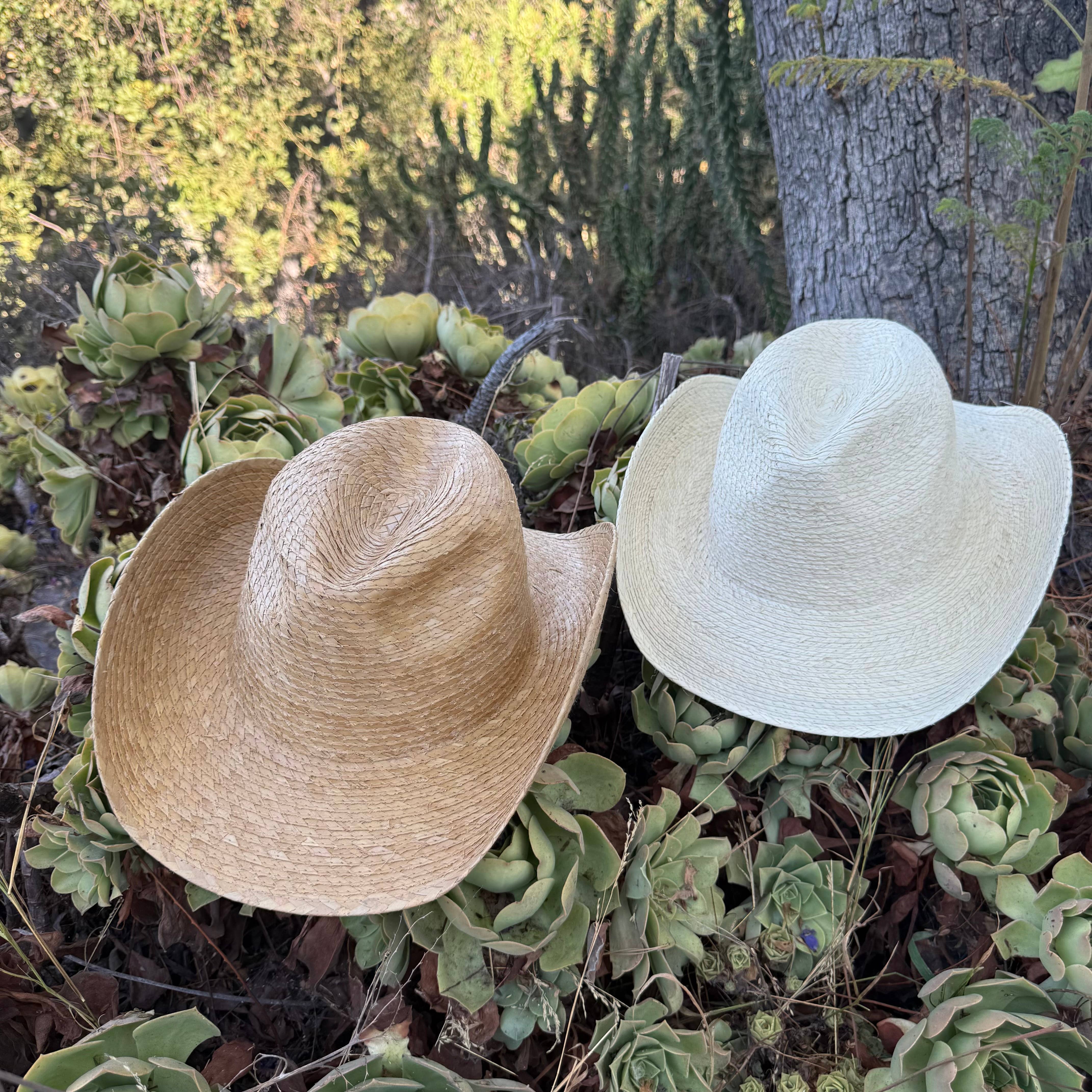 Natural Palm Leaf Cowboy Hat – Starched Western Sun Hat UPF