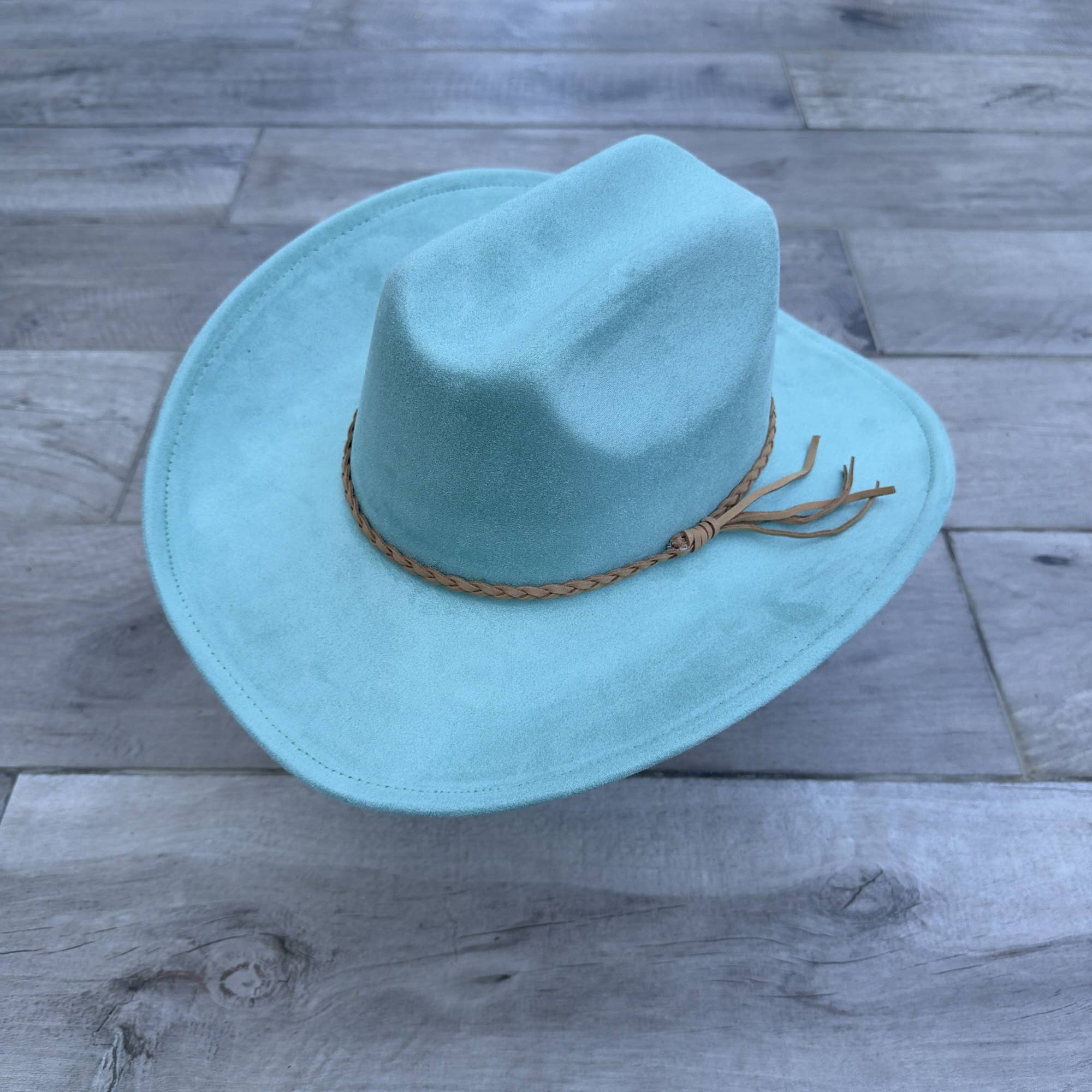 Vegan Suede Cattleman Cowboy Hat with Suede Hat Band