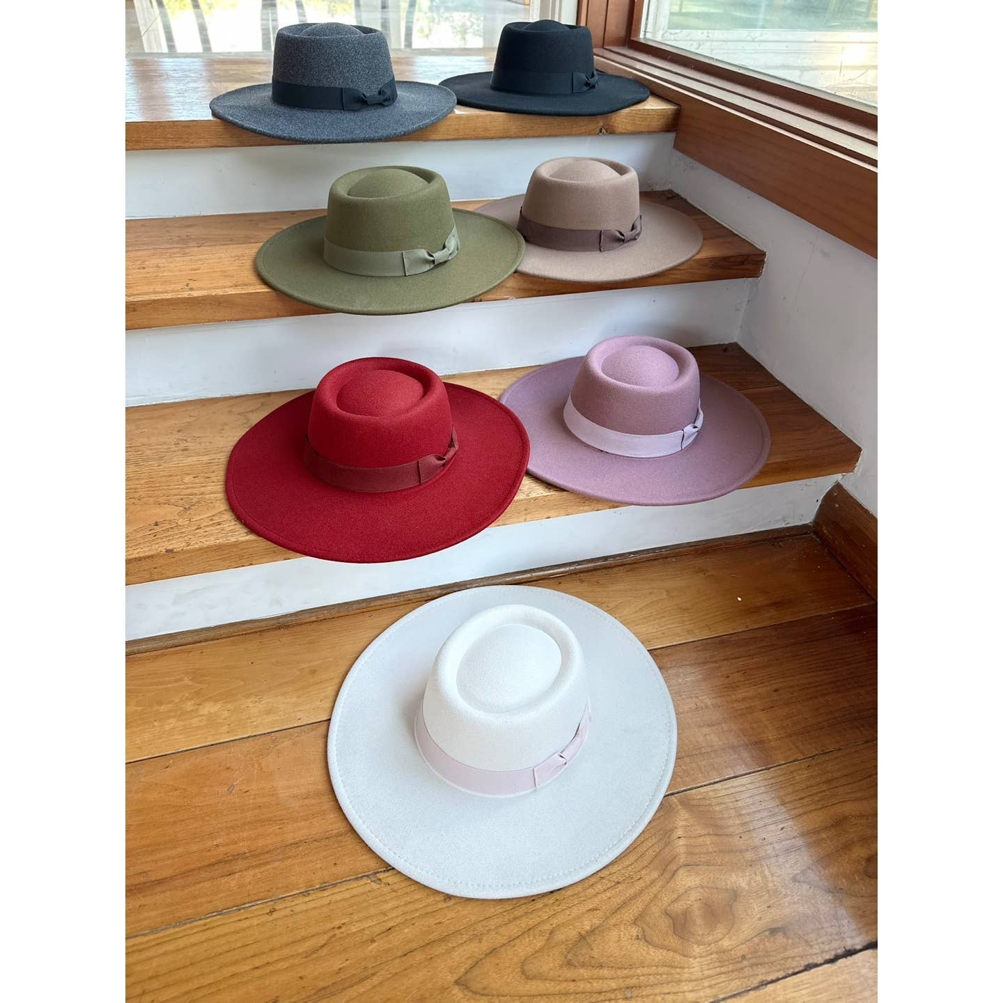 Structured Wide Brim Hat in Faux Felt