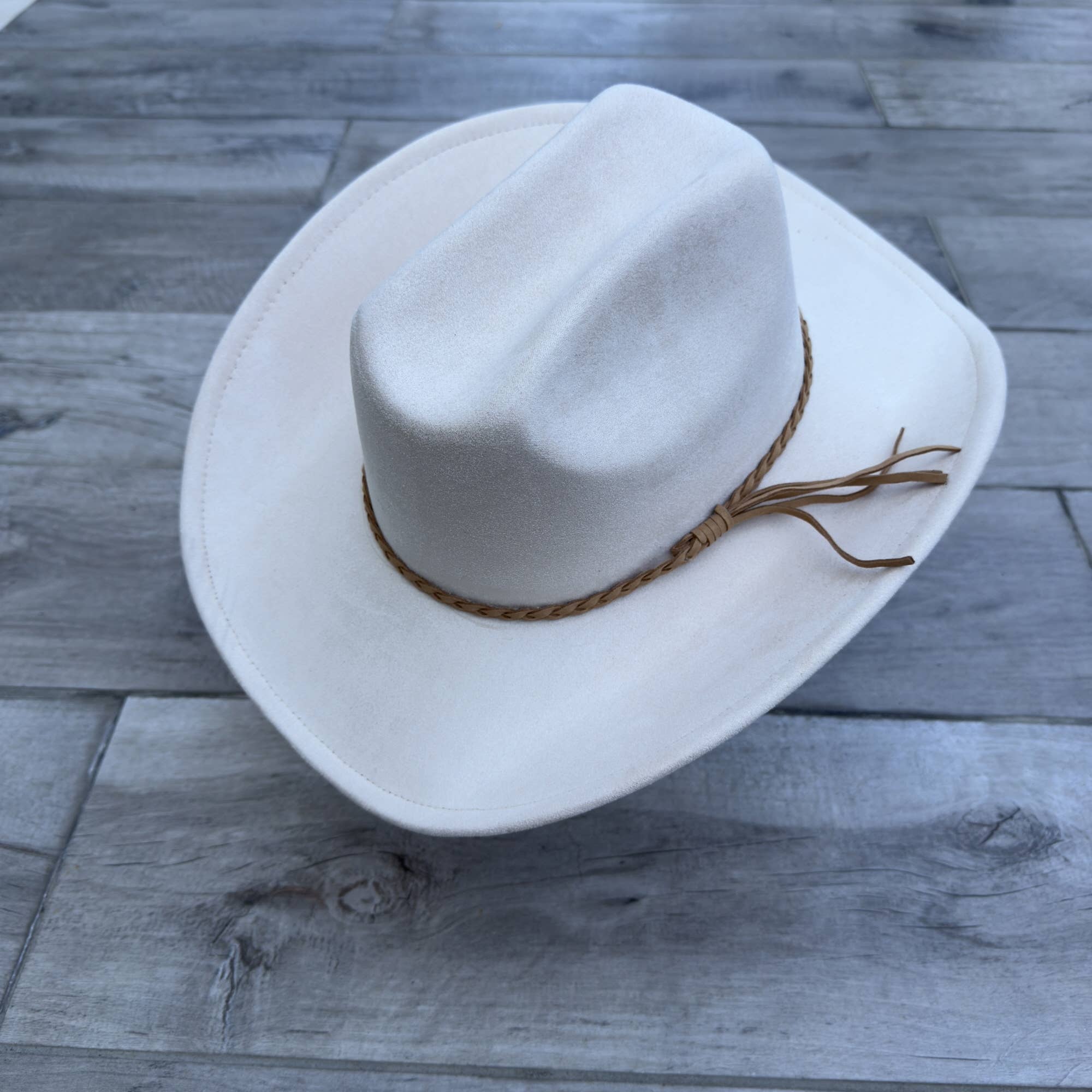 Vegan Suede Cattleman Cowboy Hat with Suede Hat Band