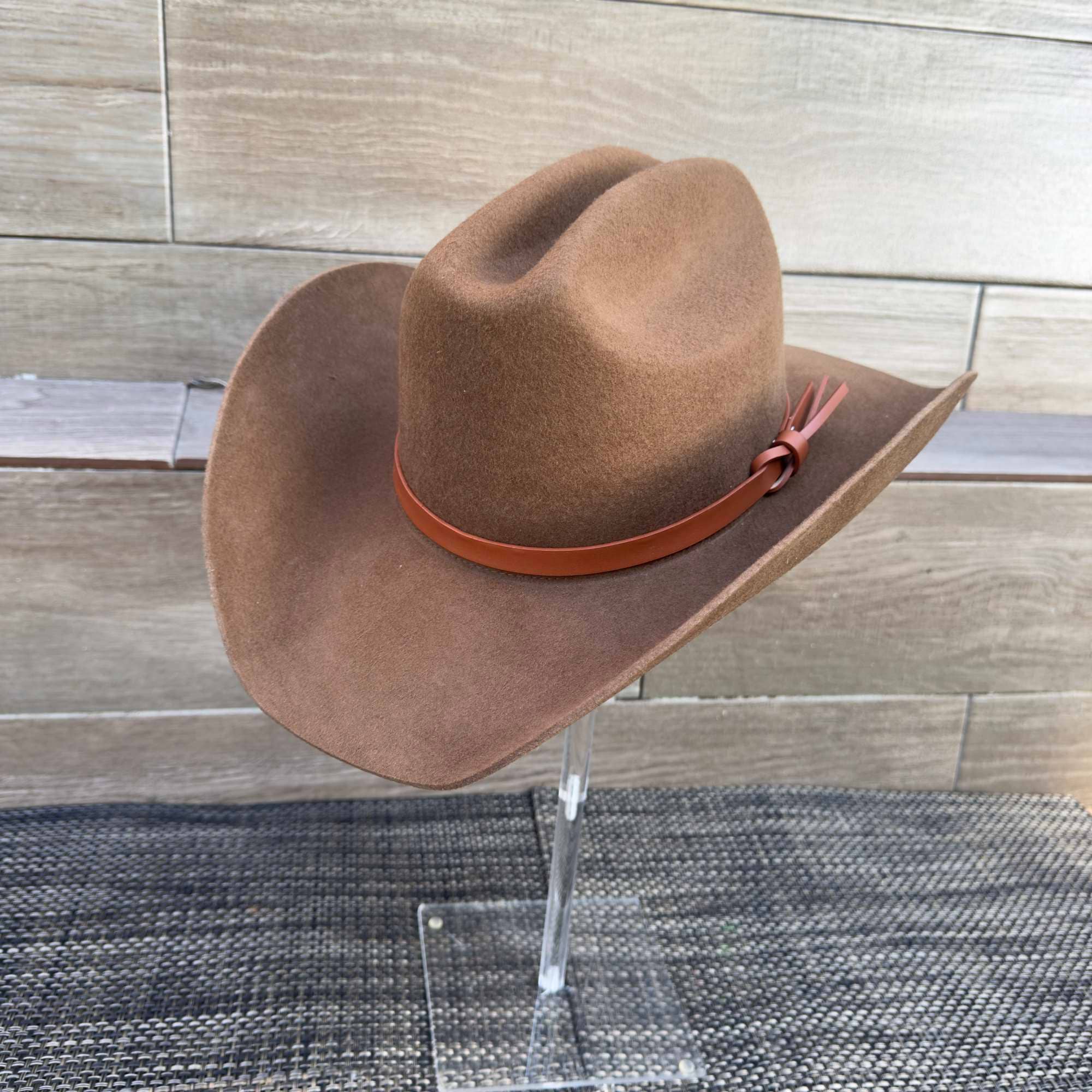 Australian Wool Cattleman Cowboy Hat with Leather Band - Mocha