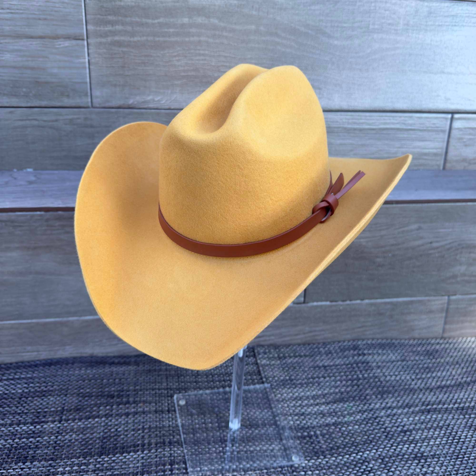 Australian Wool Cattleman Cowboy Hat with Leather Band - Golden Marigold
